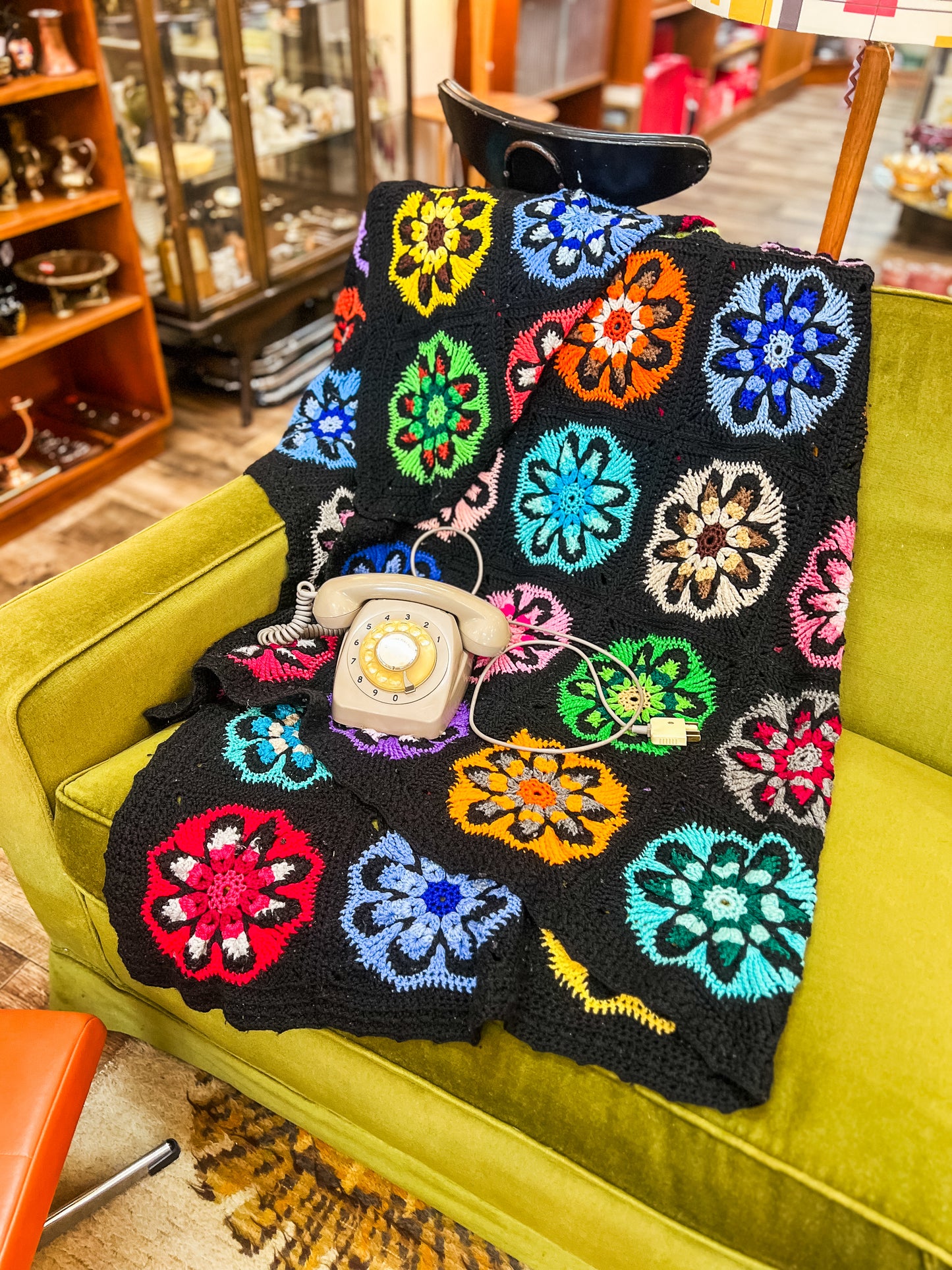 Bright Multicolour Flower Motif Crochet Blanket