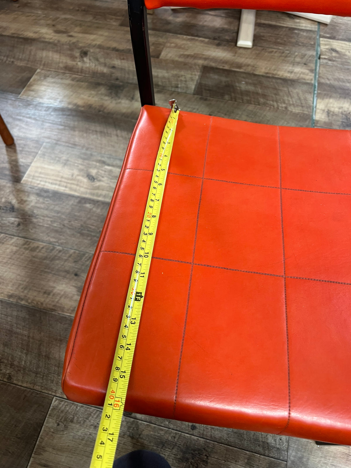 Orange Vinyl Dining Chair – Black Metal Frame