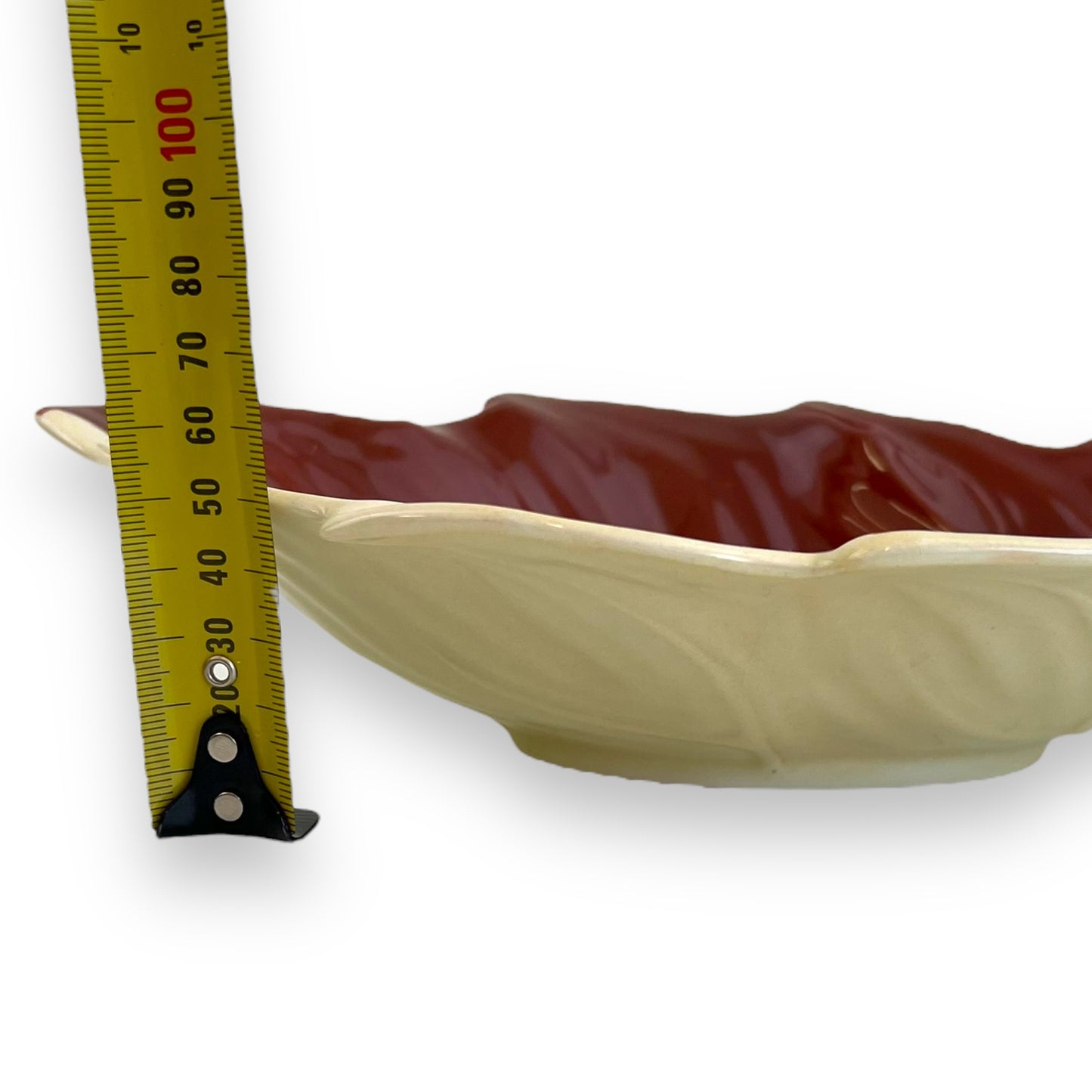 CarltonWare hand painted white and maroon coloured leaf dish - made in England