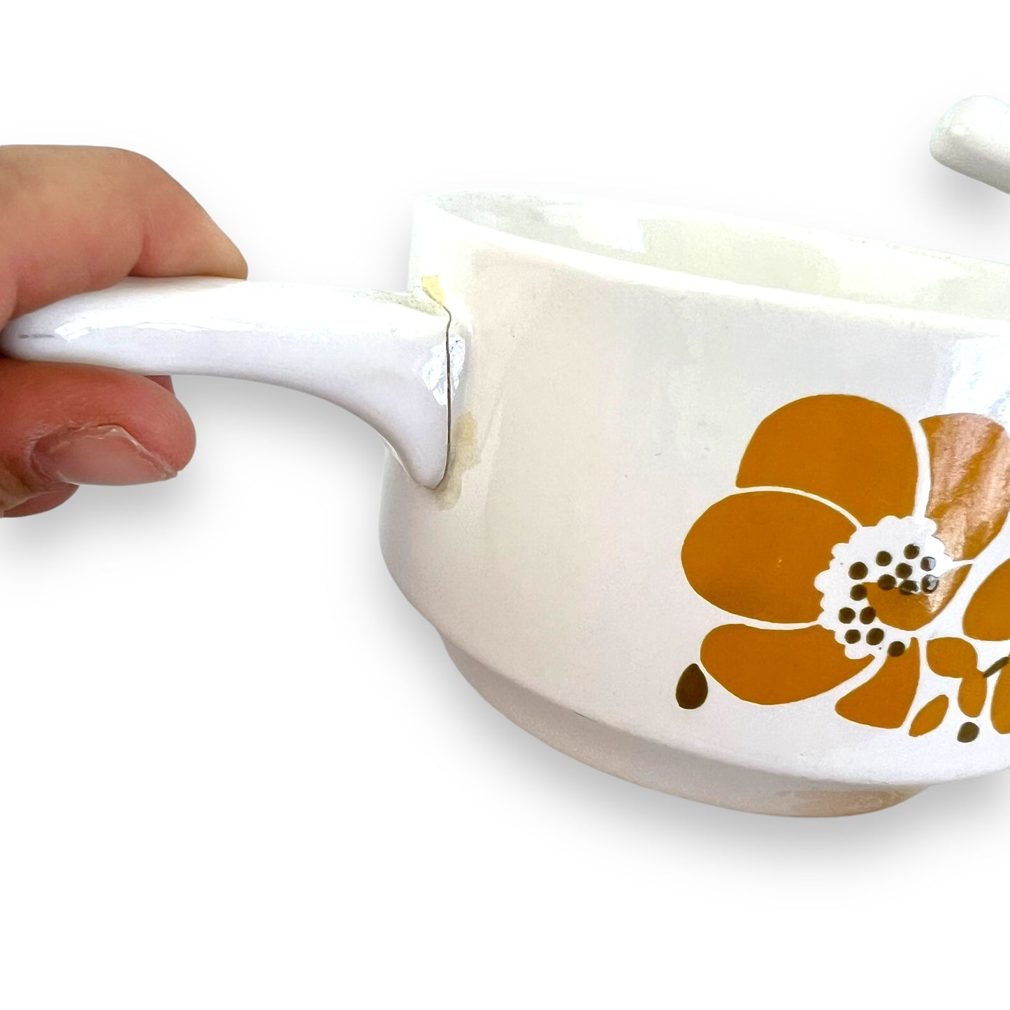 Staffordshire Pottery England Yellow Flower Ramekin Set of 5