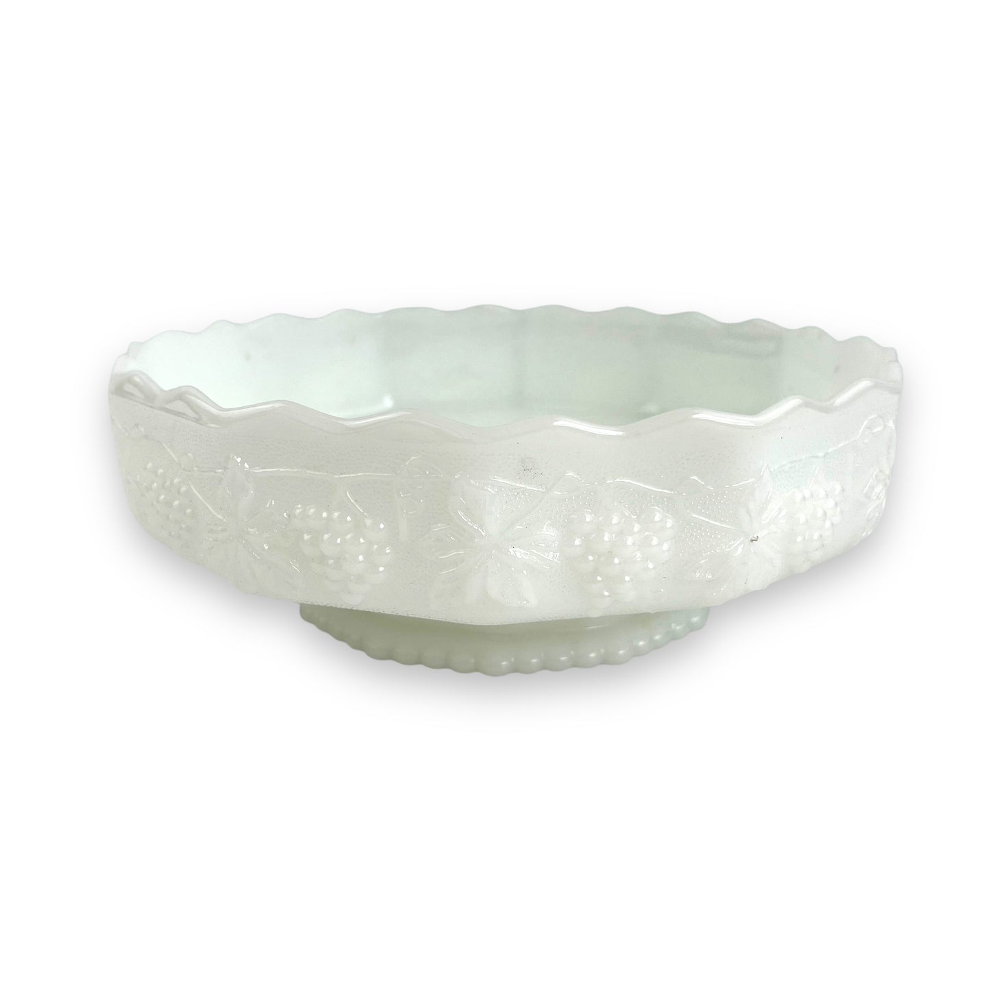 Anchor Hocking White Milk Glass Grape pattern bowl