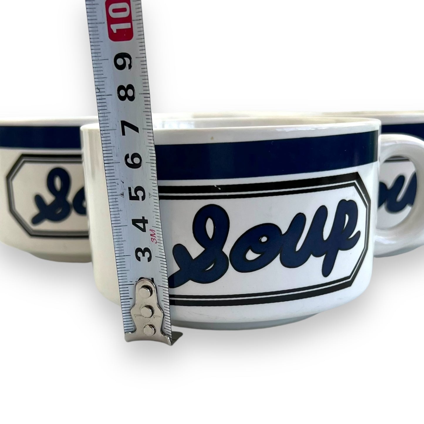 Blue and white soup mug