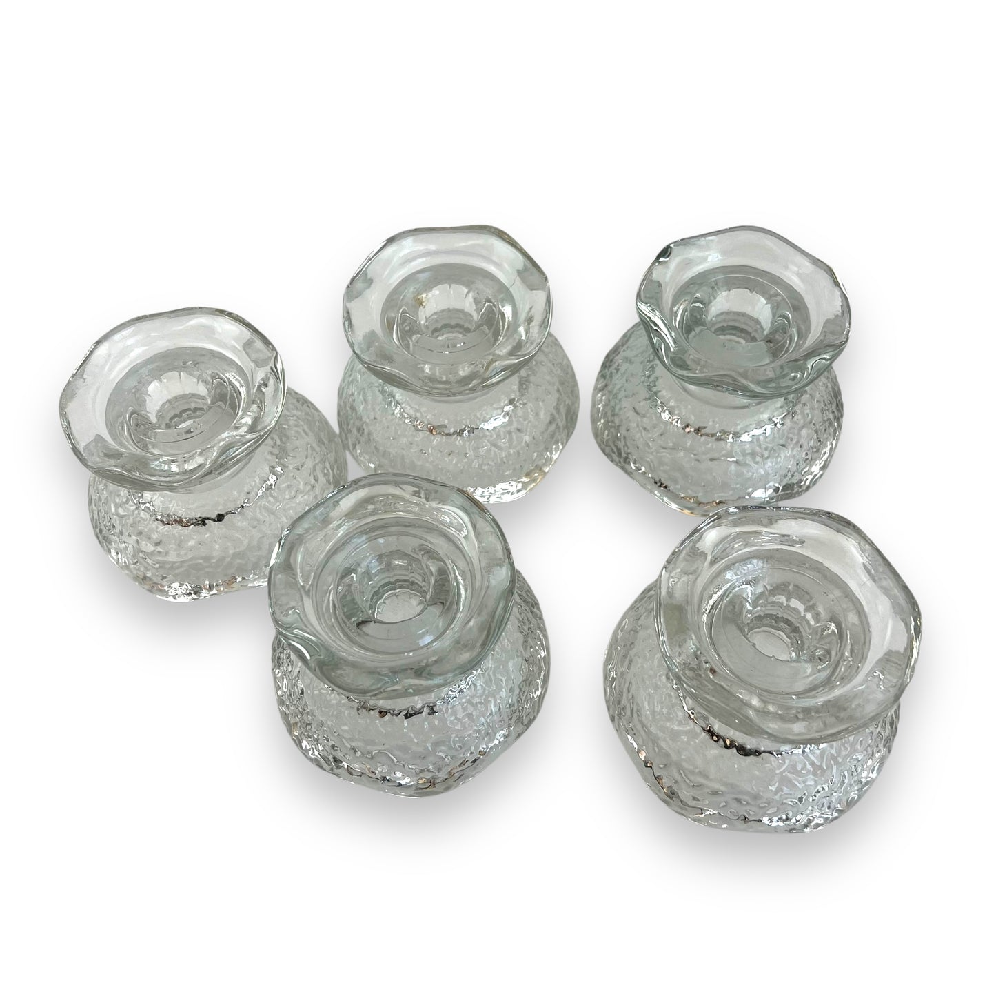 Anchor Hocking Reversible Stackable Pebble Glass Candle Holders Set Of 5