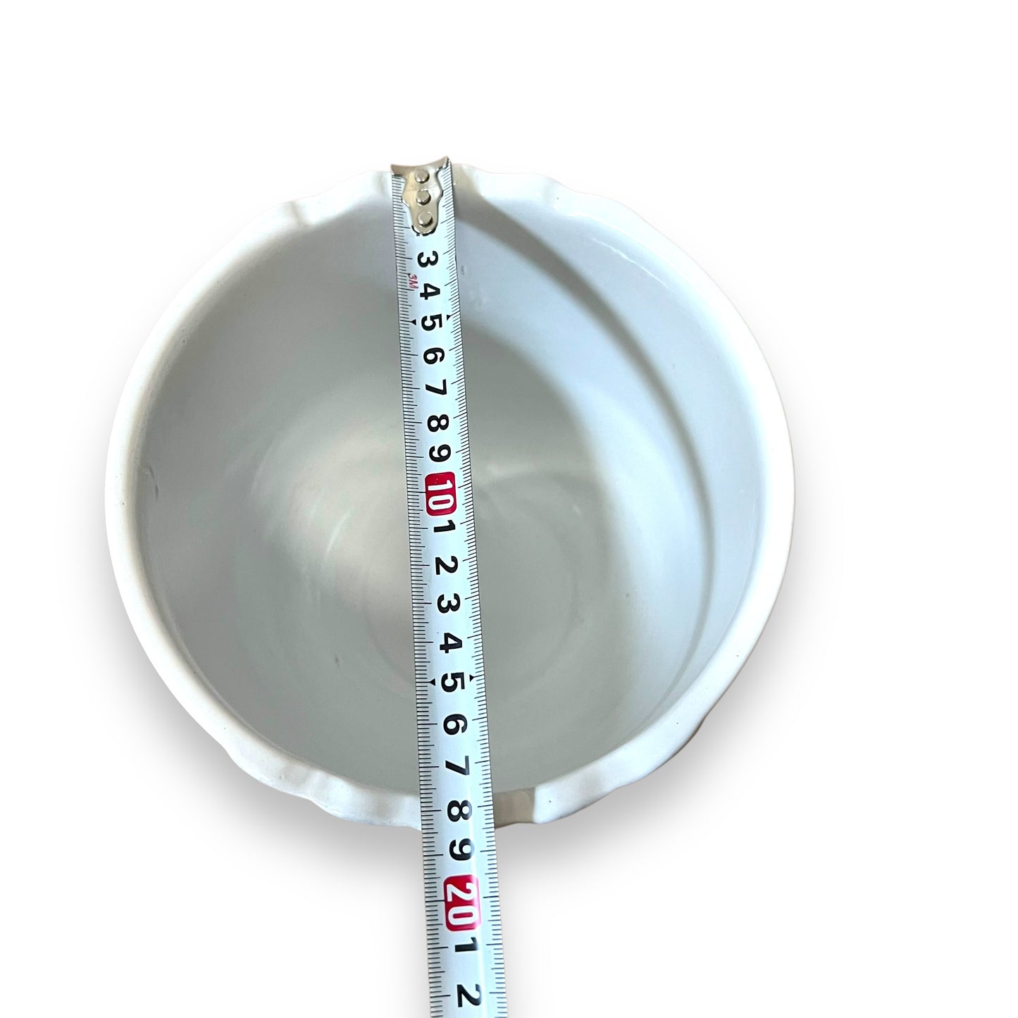 White Ceramic Plant Pot with Fluted Design