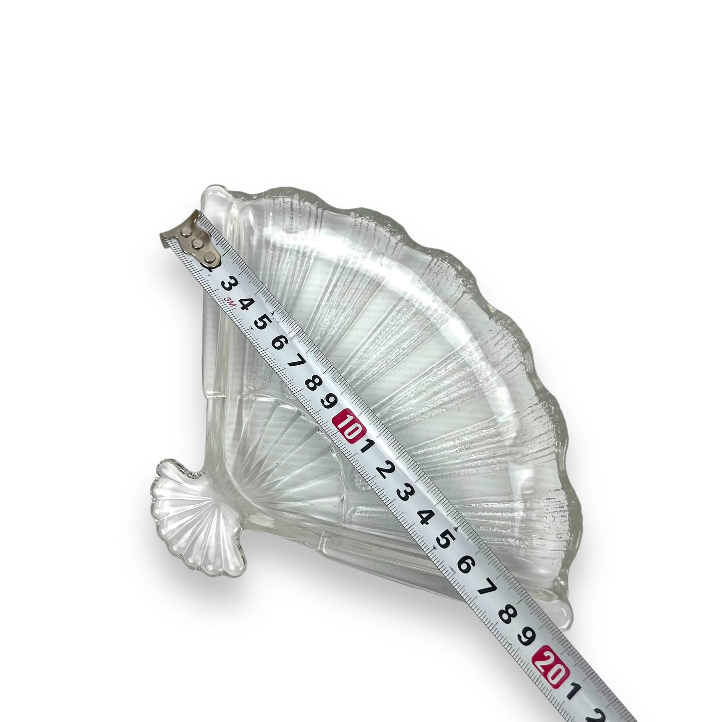 Clear glass fan trinket dish