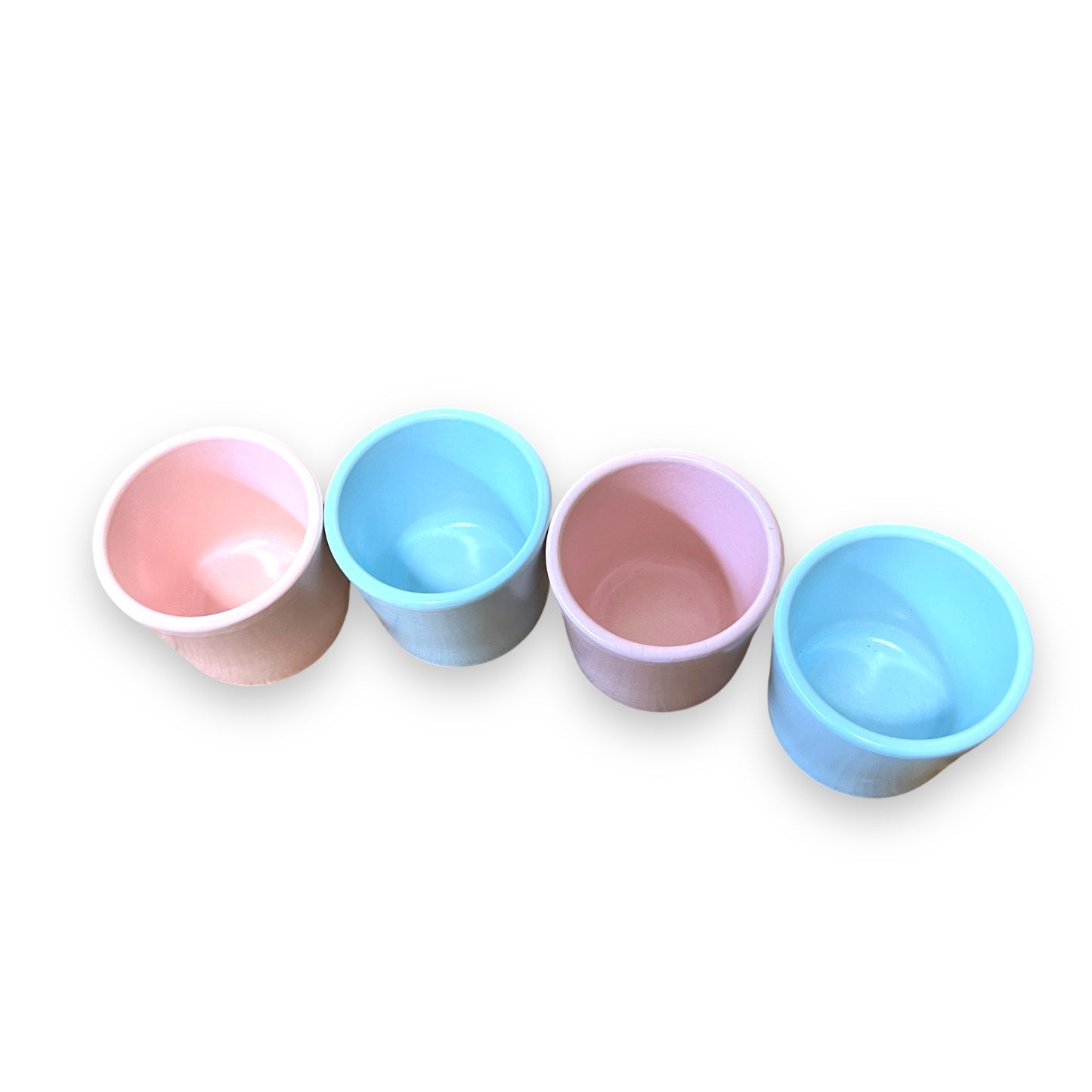 Set of 4 Pastel Stoneware Ramekin cups by Ceramica - Pink & Blue