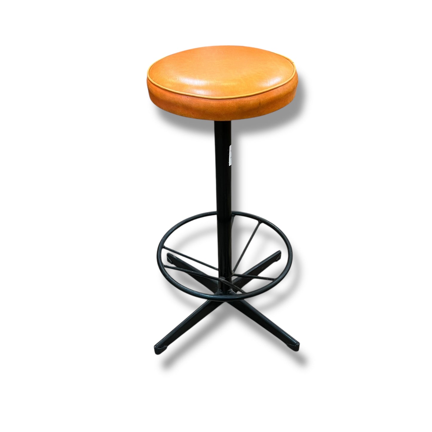 Orange Vinyl & Black Metal Stool