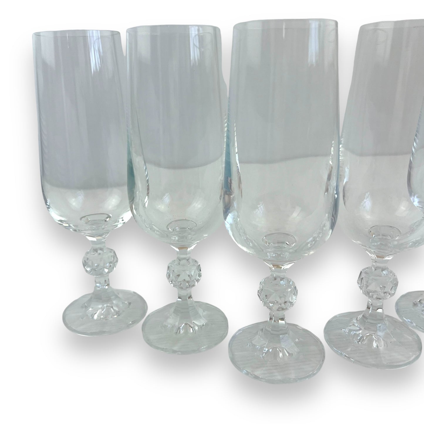Bohemia Crystal Claudia Champagne Flutes Crystal Glasses Made in Czechoslovakia