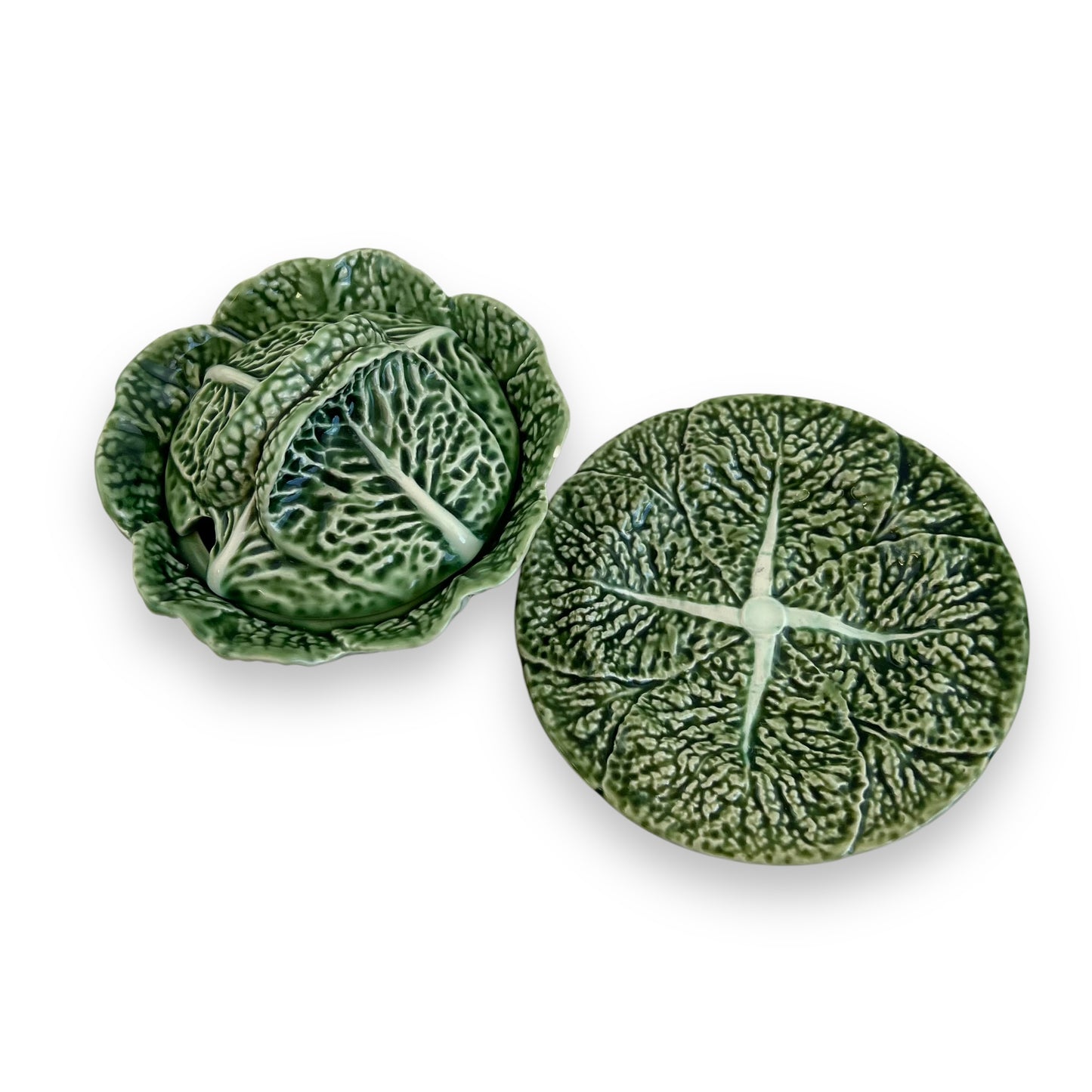 Bordallo Pinheiro Cabbage Ware condiments dish & Plate