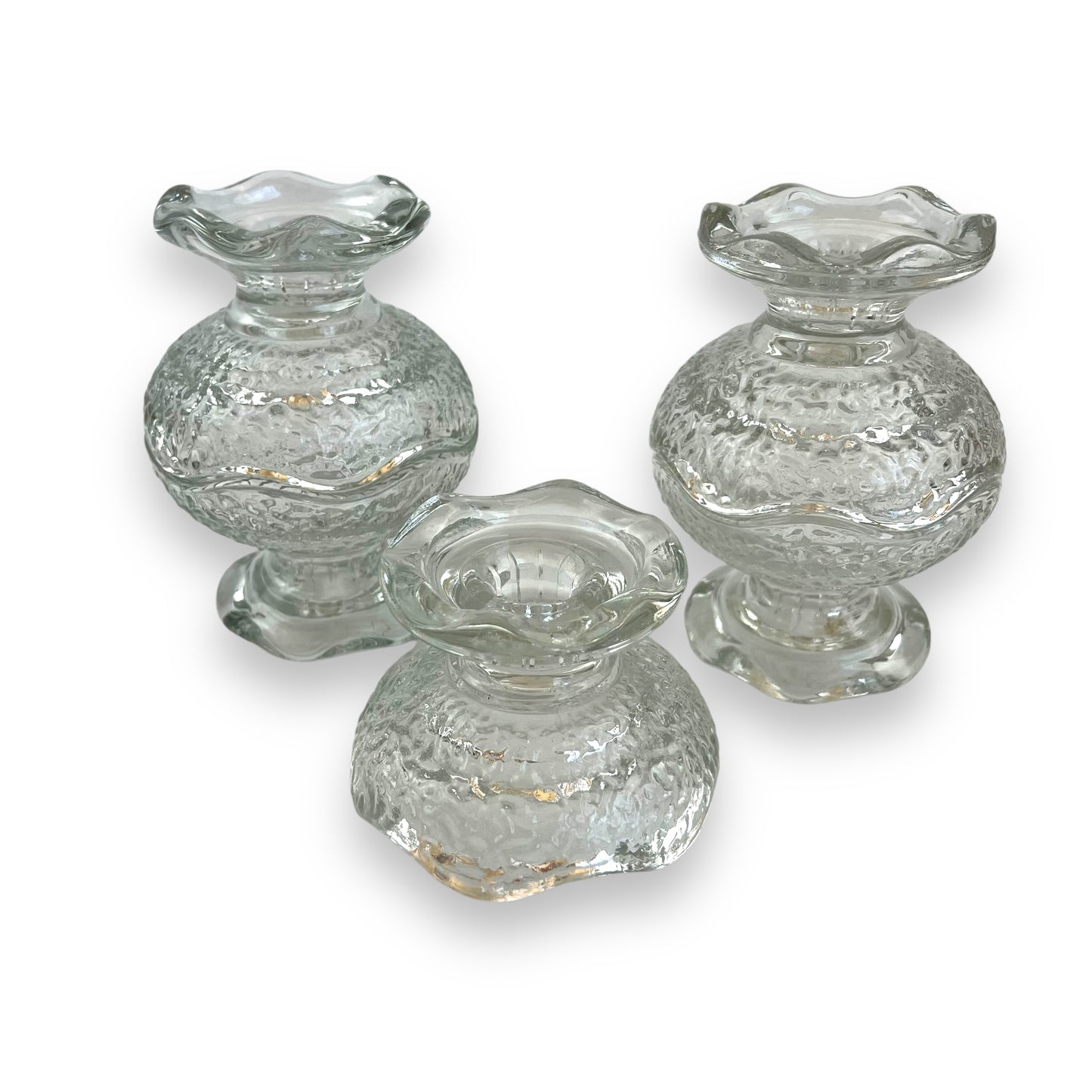 Anchor Hocking Reversible Stackable Pebble Glass Candle Holders Set Of 5
