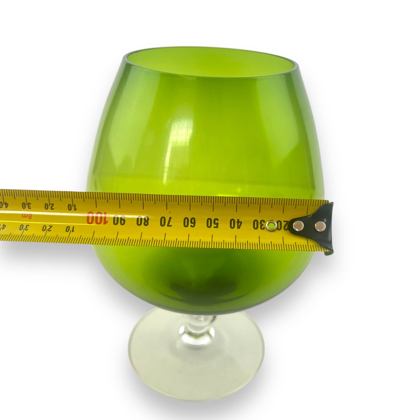 Green Empoli Brandy Balloon Glass with Clear Stem