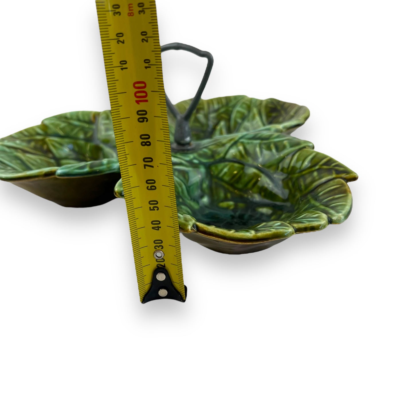 Calif USA 124 Green Leaf 3 Part Dish with handle