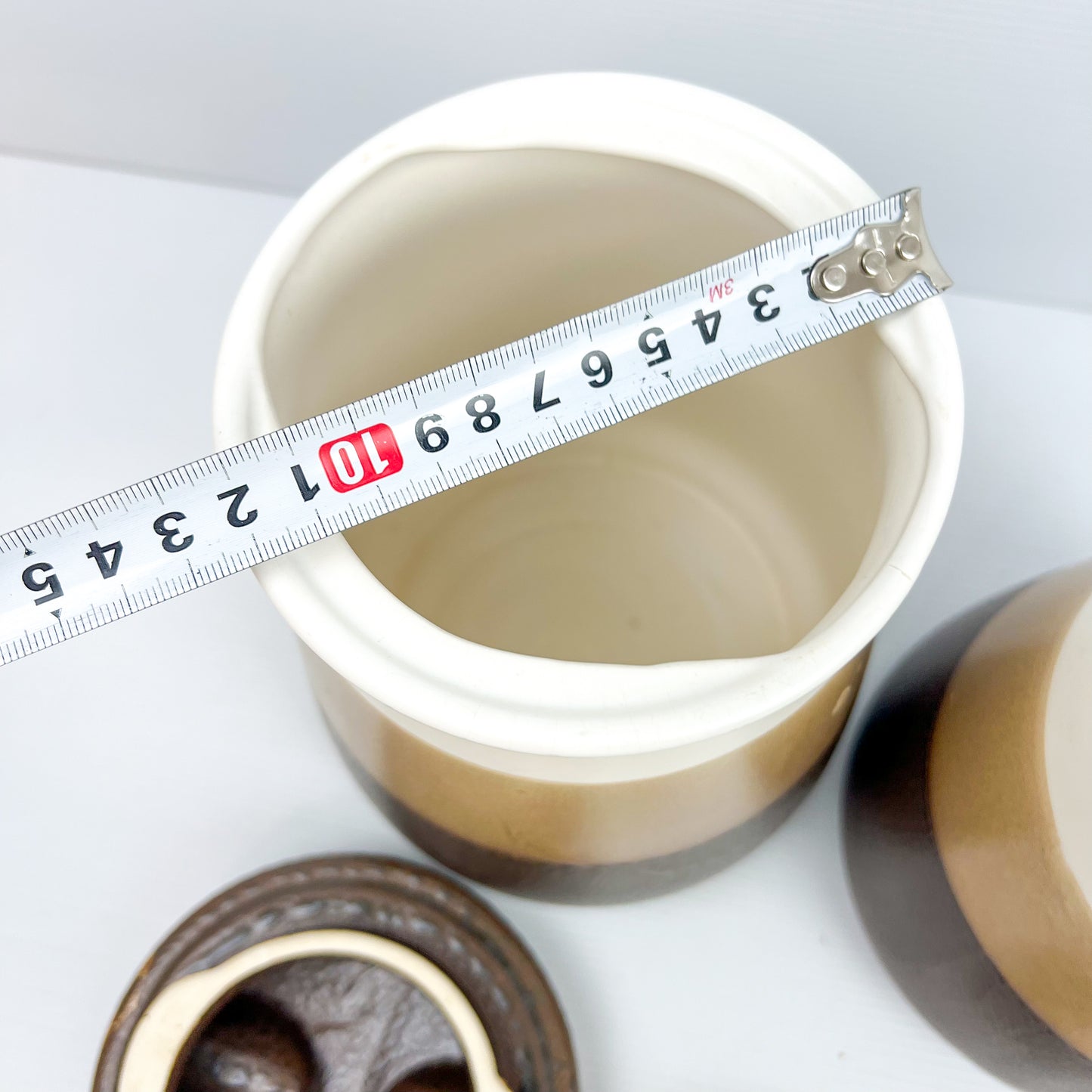 Ceramic Kitchen Storage Canister set with coffee bean shape lids.