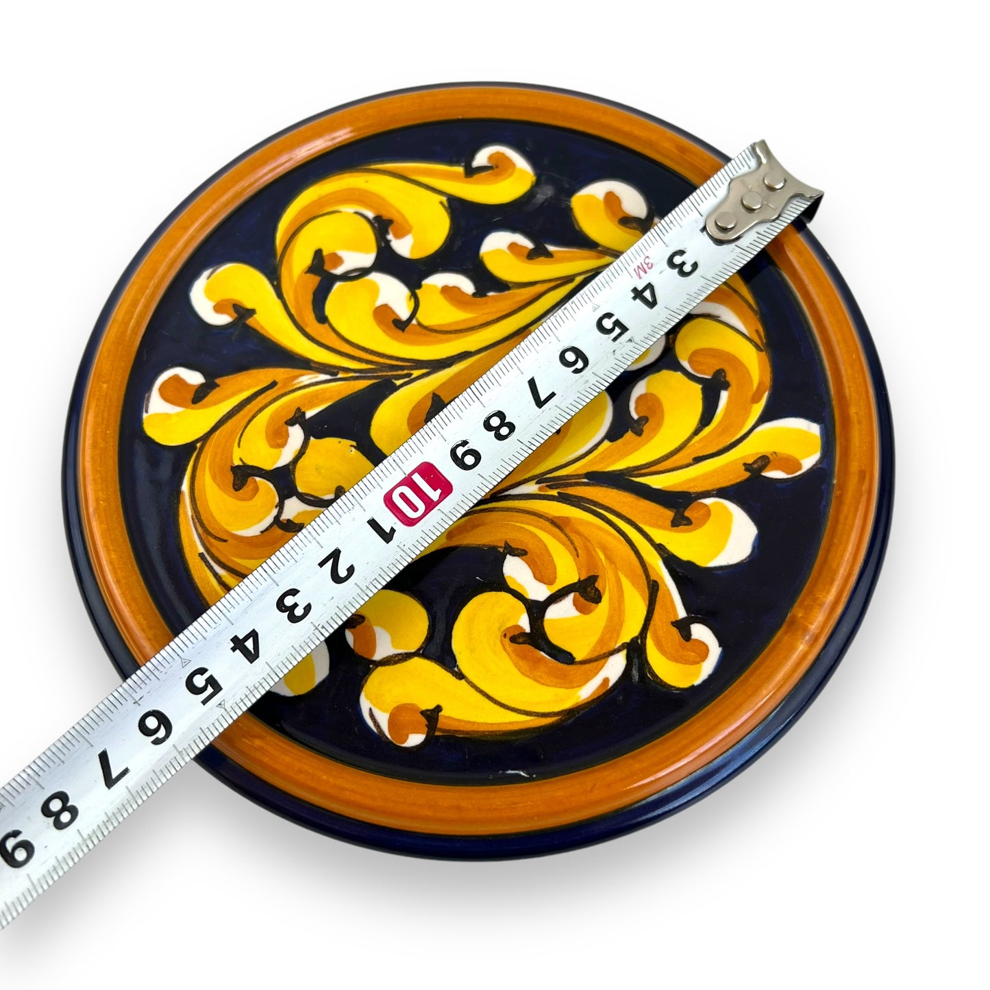 Handpainted Yellow Swirl Trivet by Nico E Francesco - Dated 2000
