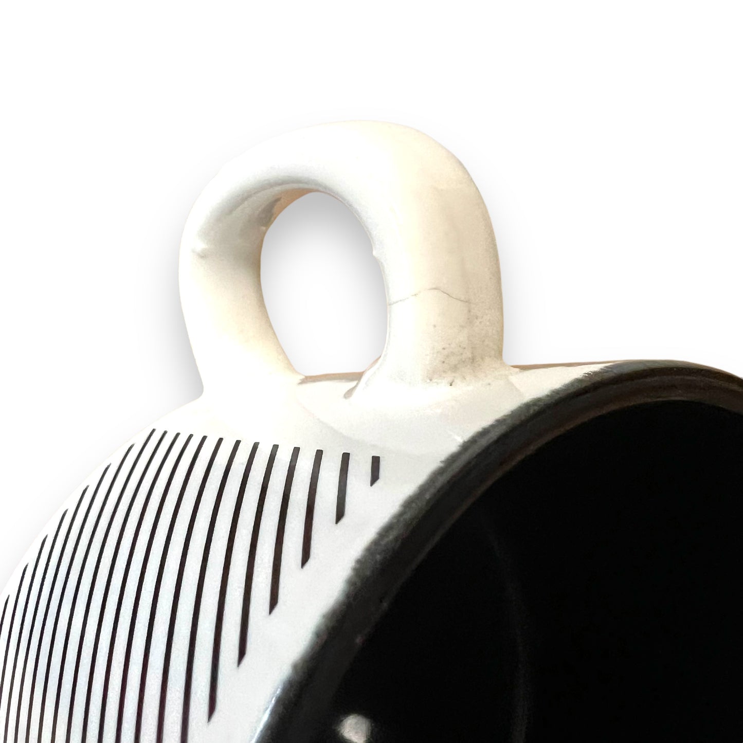 Set of 2 Black Stripe Soup Mugs - Made in Japan