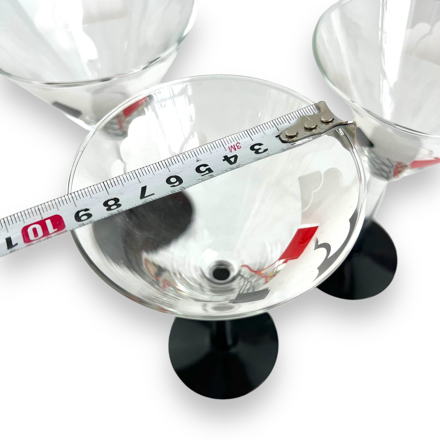 Black & Red Kite Martini Glass Set of 3