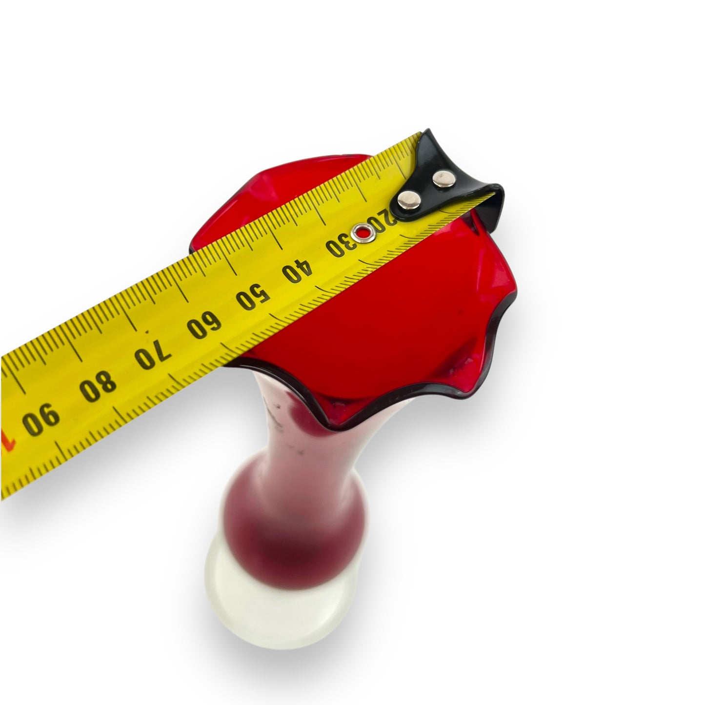 Red Art Glass Vase with Twisted Clear Stem