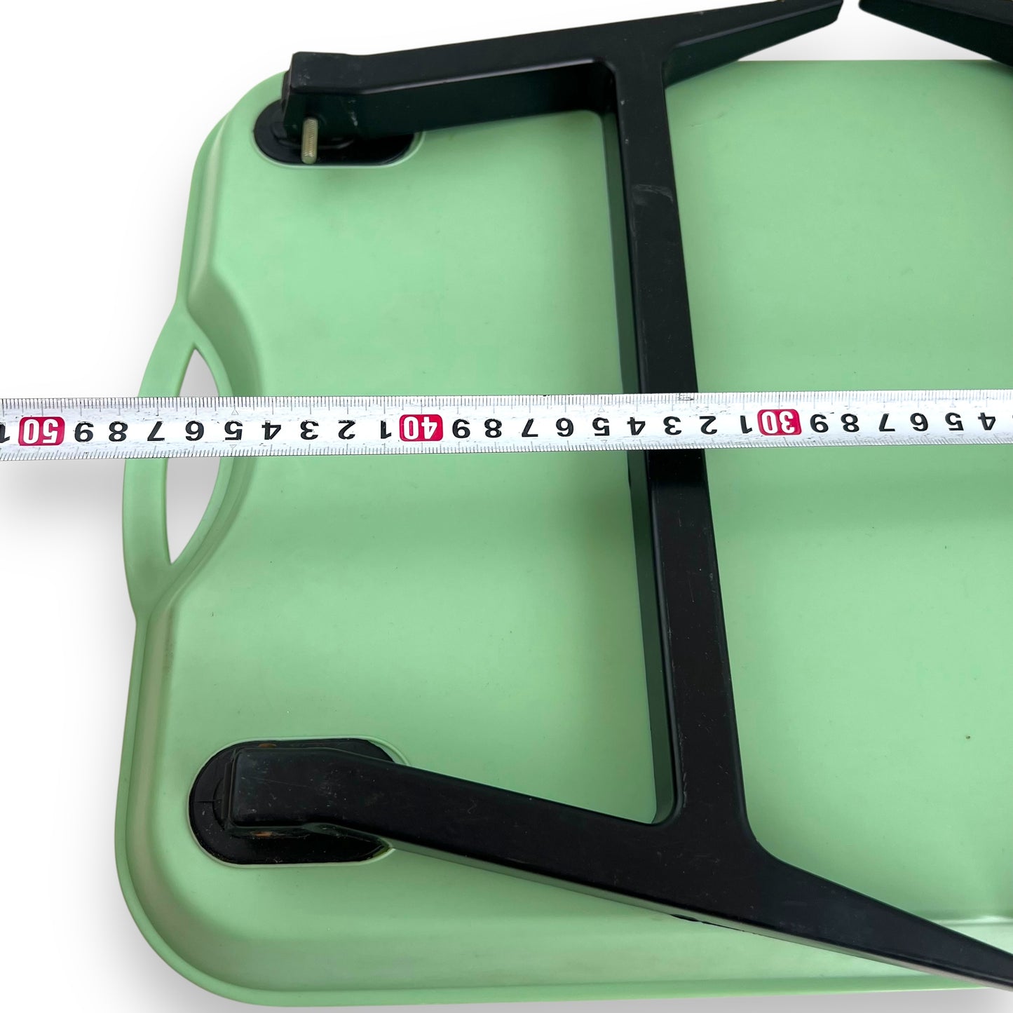 Green Plastic Breakfast tray black legs (1 pin in leg missing)
