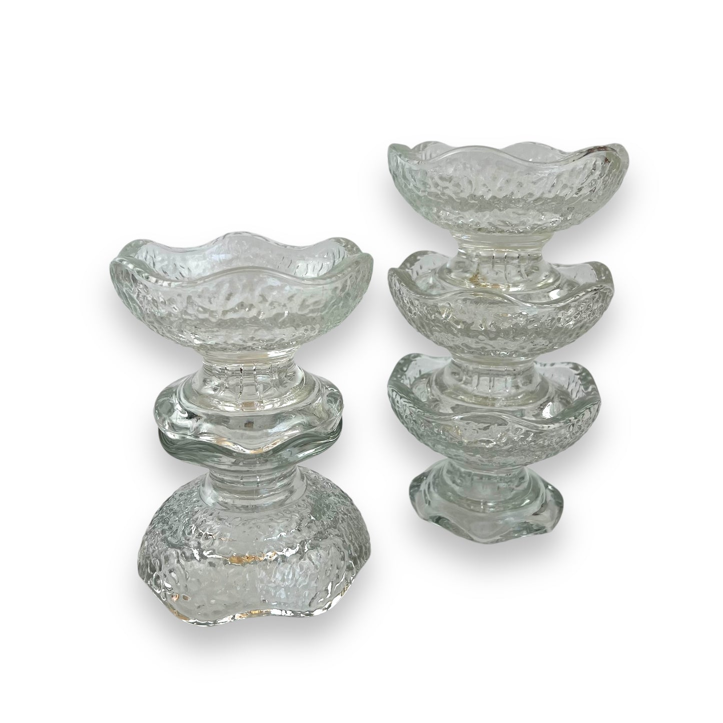 Anchor Hocking Reversible Stackable Pebble Glass Candle Holders Set Of 5
