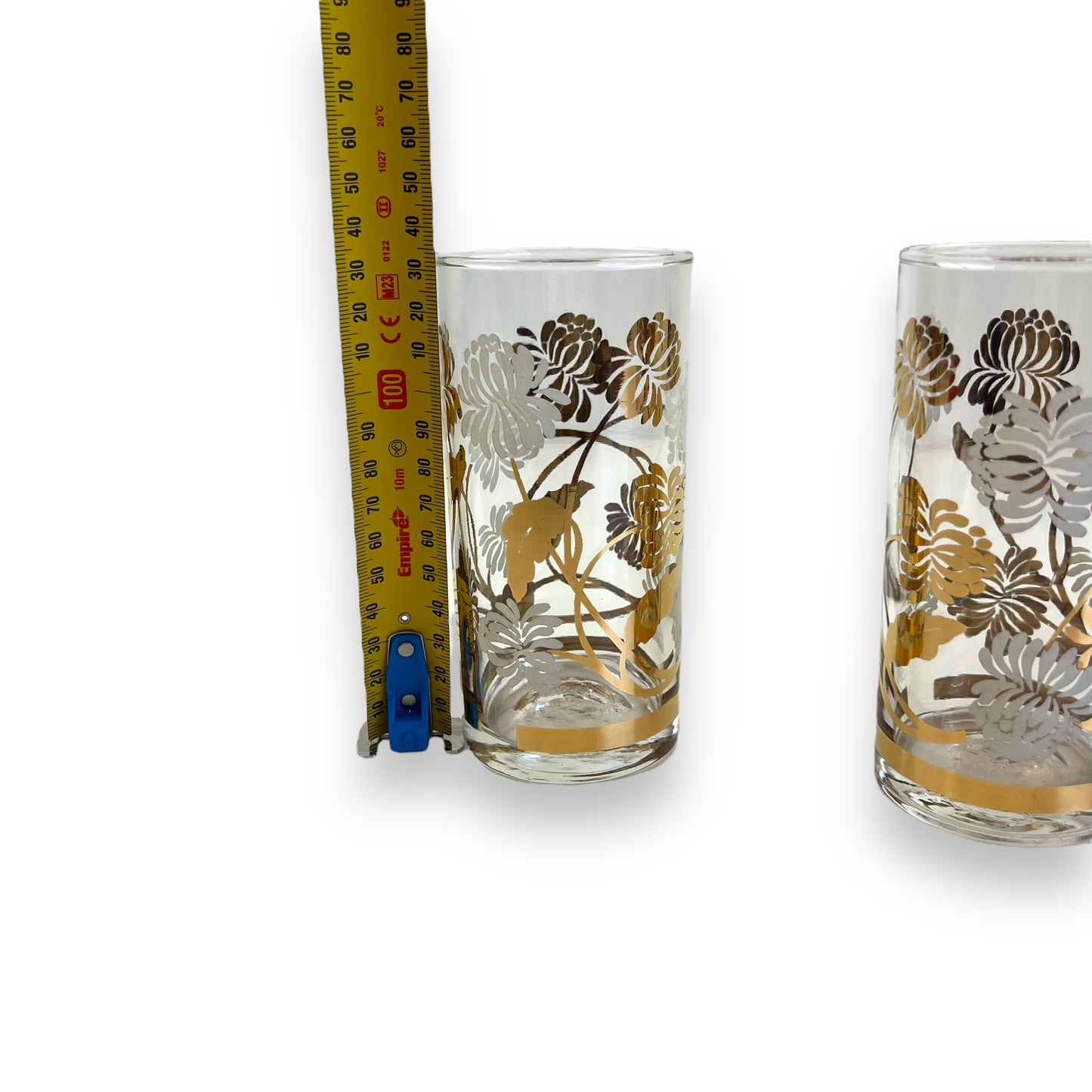Gold leaf pattern glass set of 4