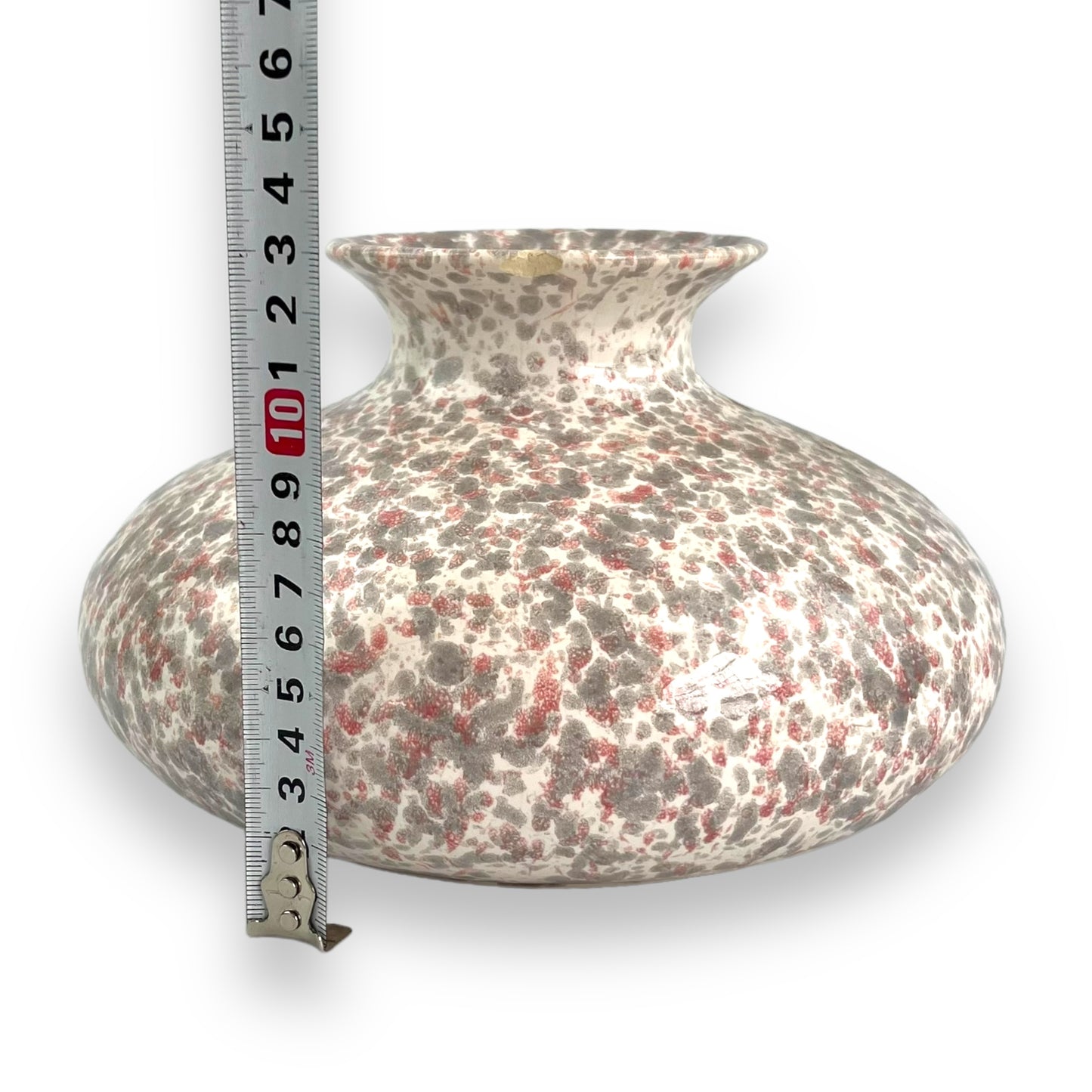 Pink and grey speckled vase