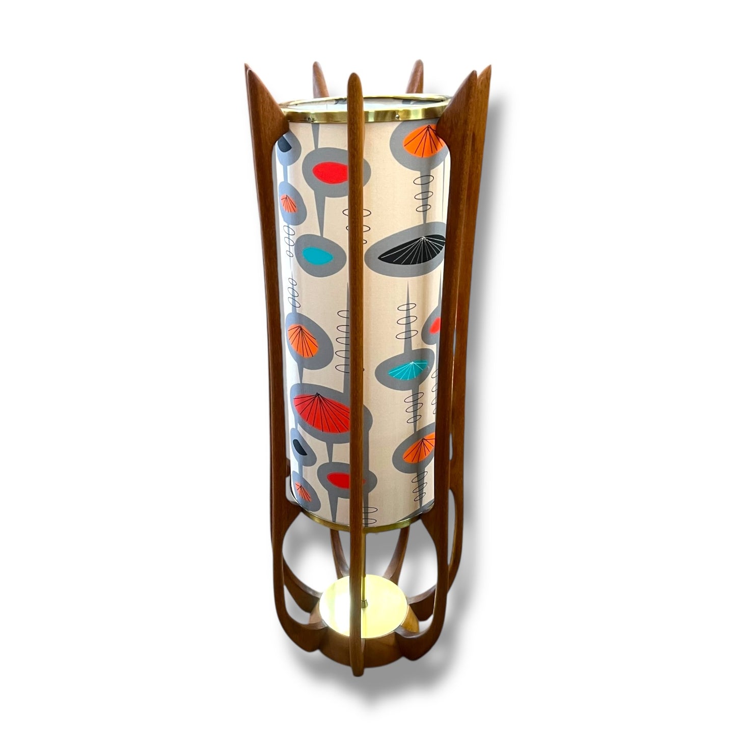 Arthur Jacobs for Modeline Model 635 Mid-Century Sculptured Walnut & Brass Lamp