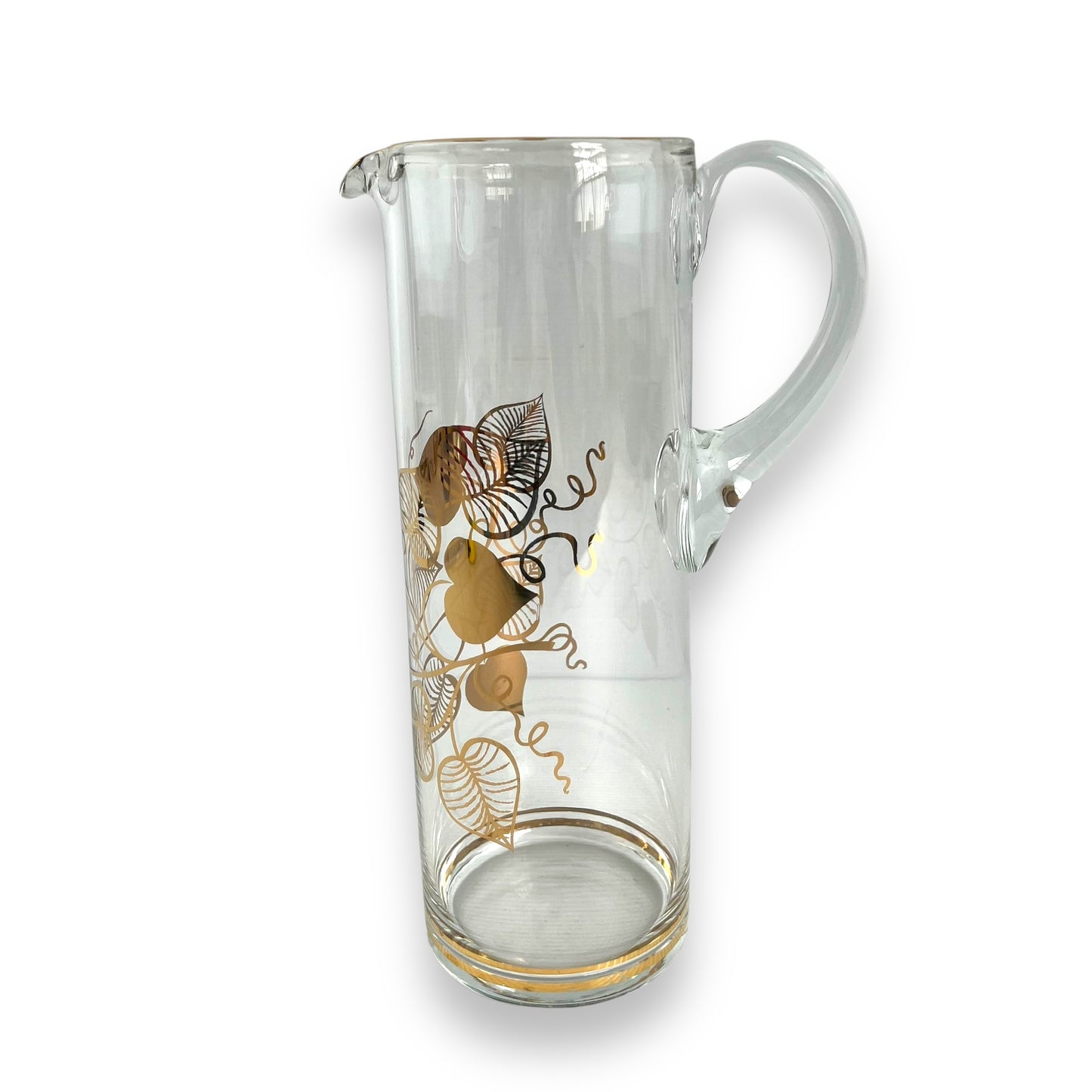 Clear Glass Pitcher Jug with Gold Love heart leaf decal