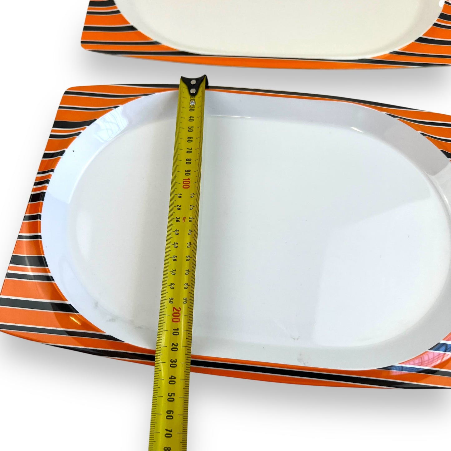 Superware Melamine Serving Plate – Retro Orange & Black Striped