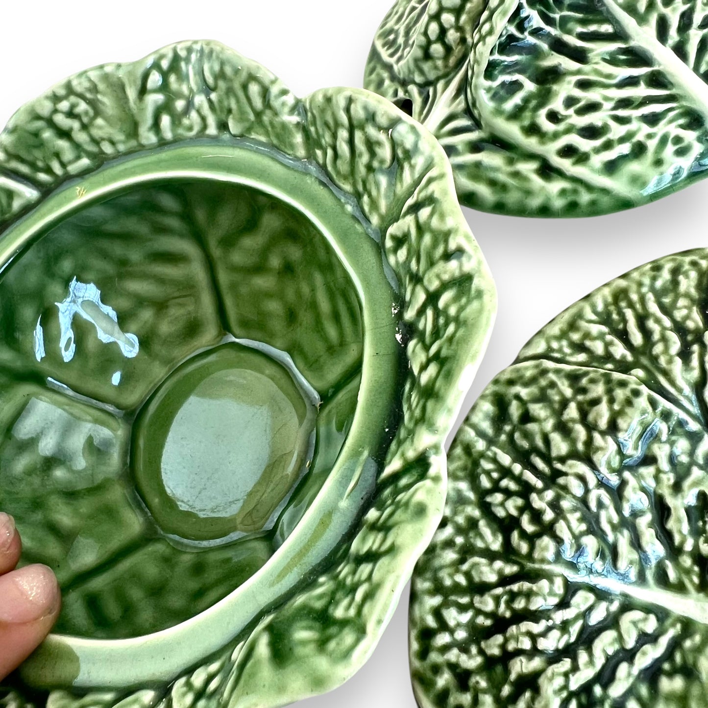 Bordallo Pinheiro Cabbage Ware condiments dish & Plate