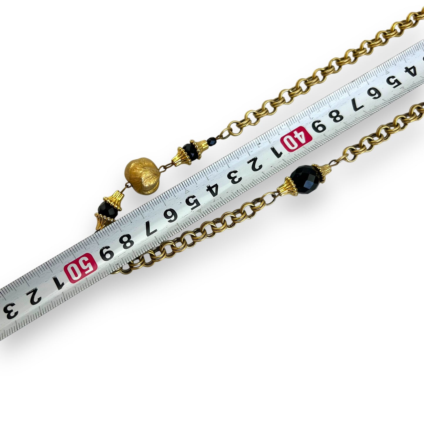 Black and Gold Beaded Chain Necklace