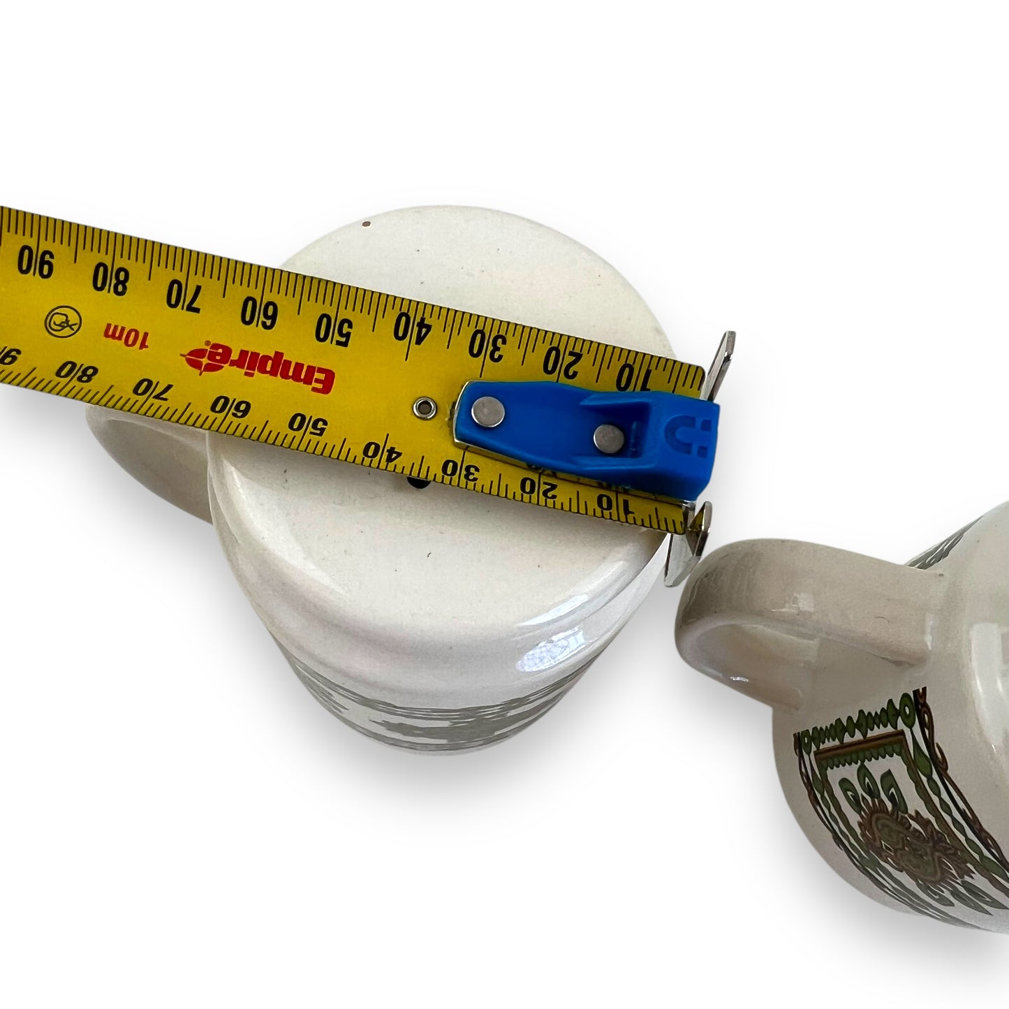 Green patterned salt and pepper set with handles