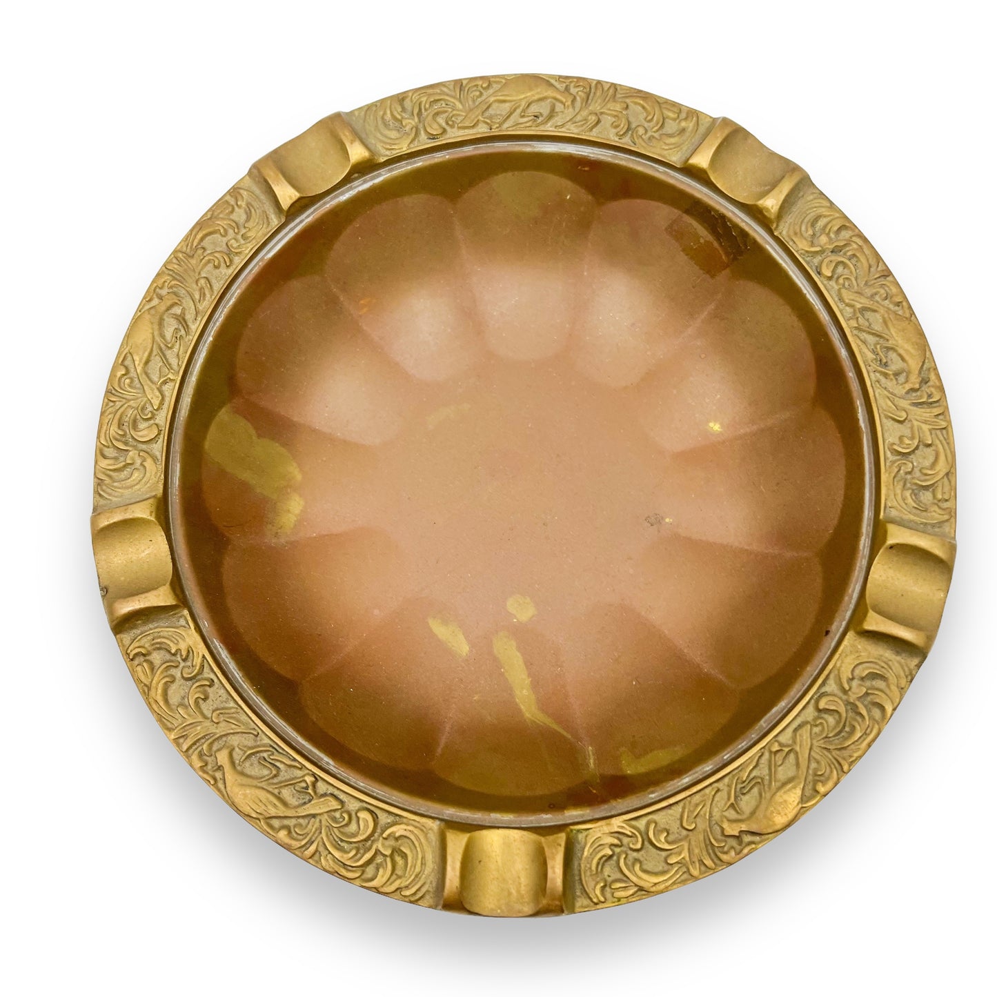 Vintage Round Brass Metal Ashtray
