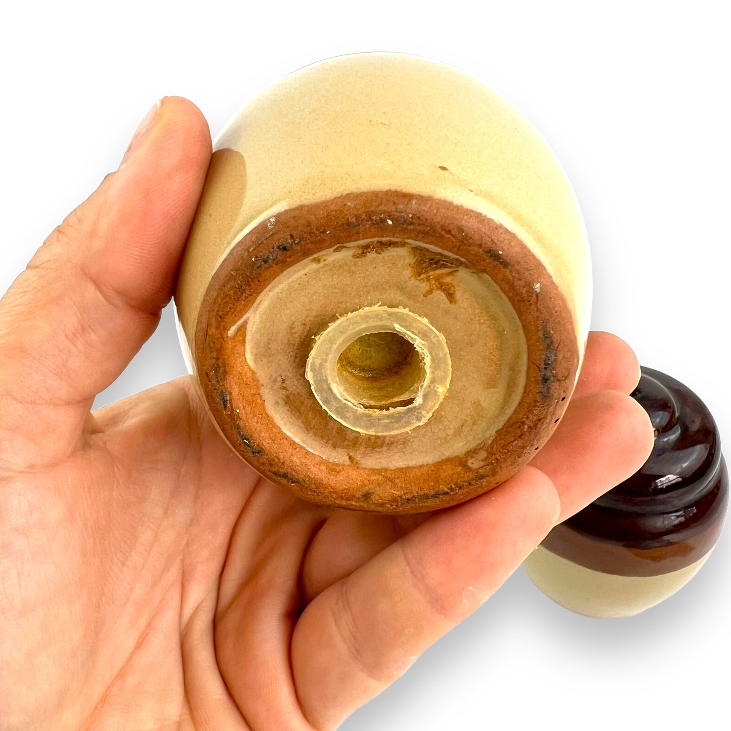 Brown Stripe ceramic salt & pepper shaker set