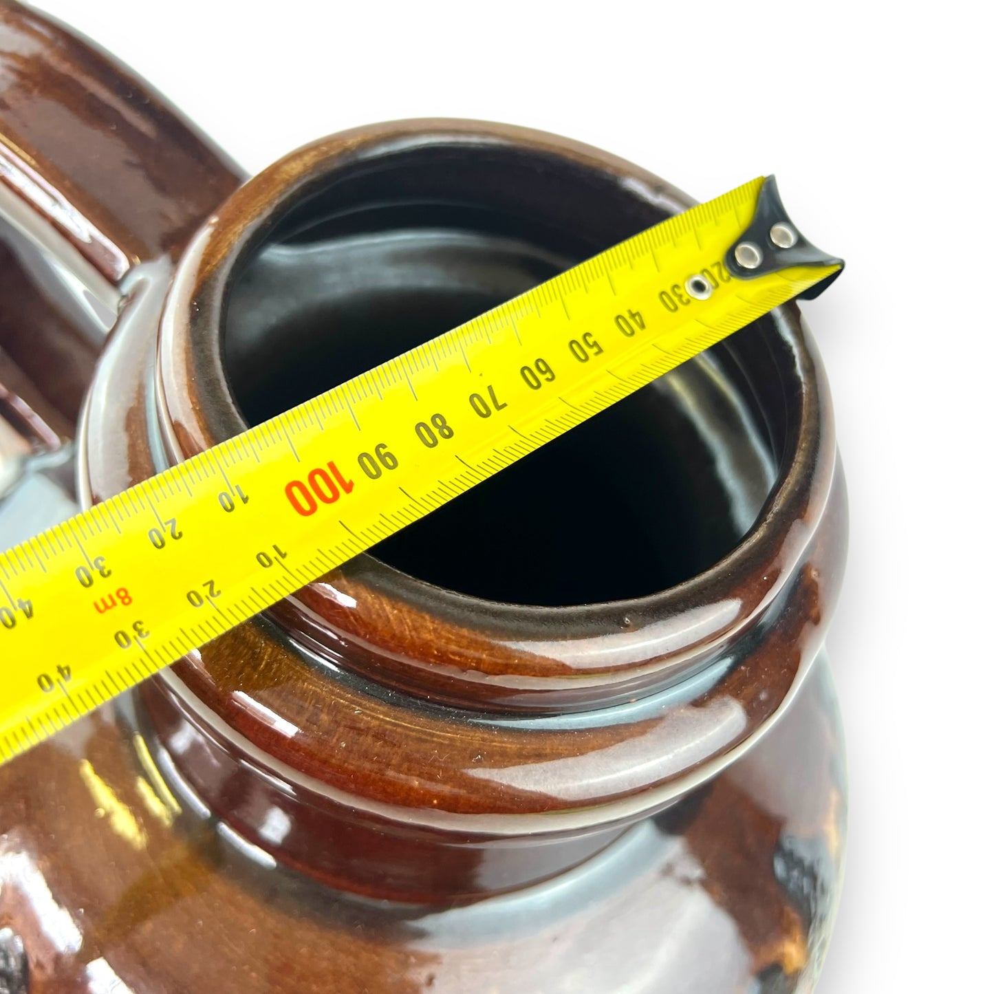 XLarge West German Fat Lava Vase – Red, Orange & Brown Drip Glaze