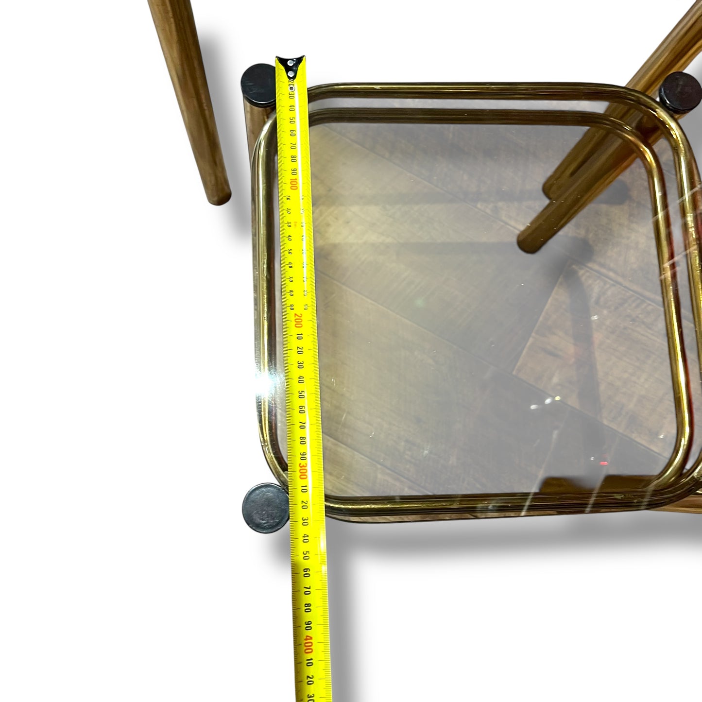 Brass & Smoked Glass Nesting Tables – Set of 3