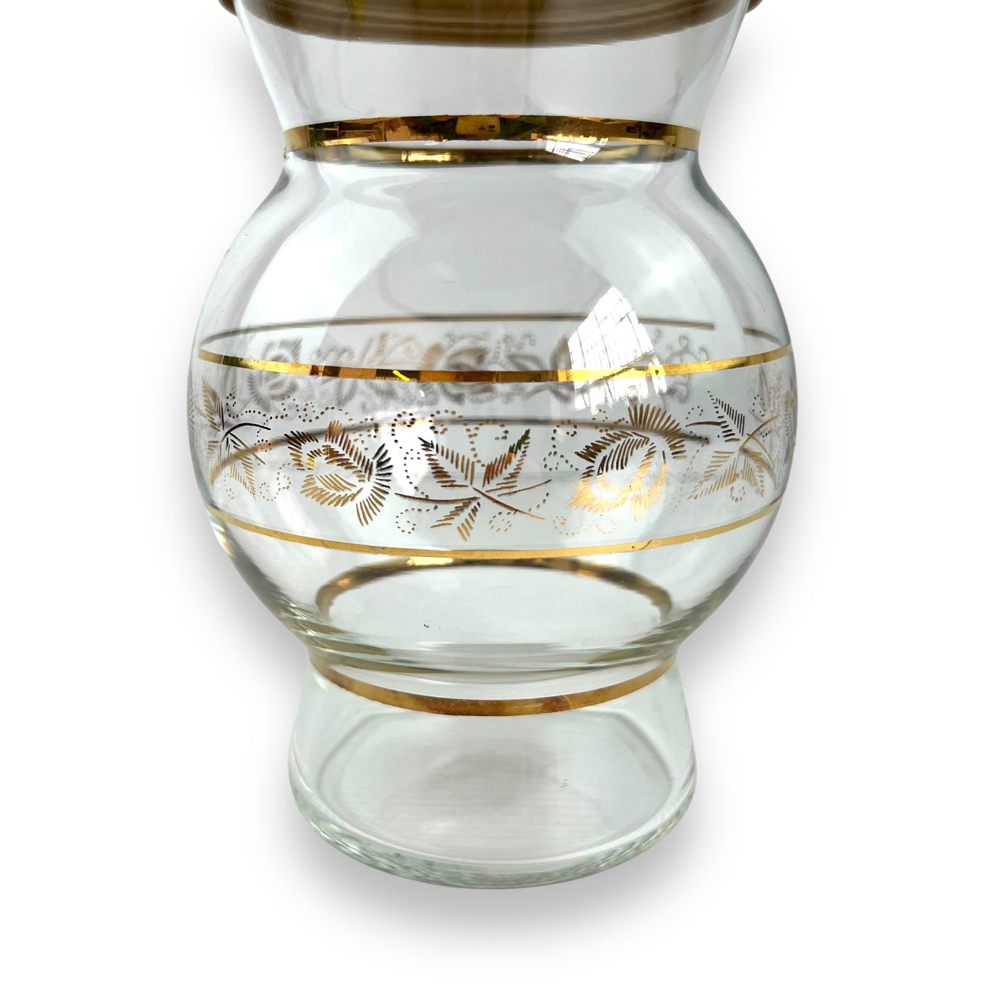 Gold decal glass jar with gold plastic lid