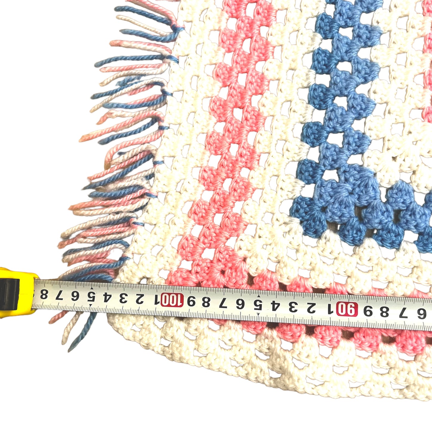 Pink, blue & White crochet blanket