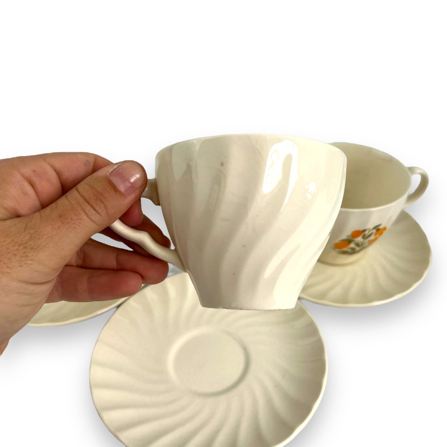 Orange flower teacup & saucer