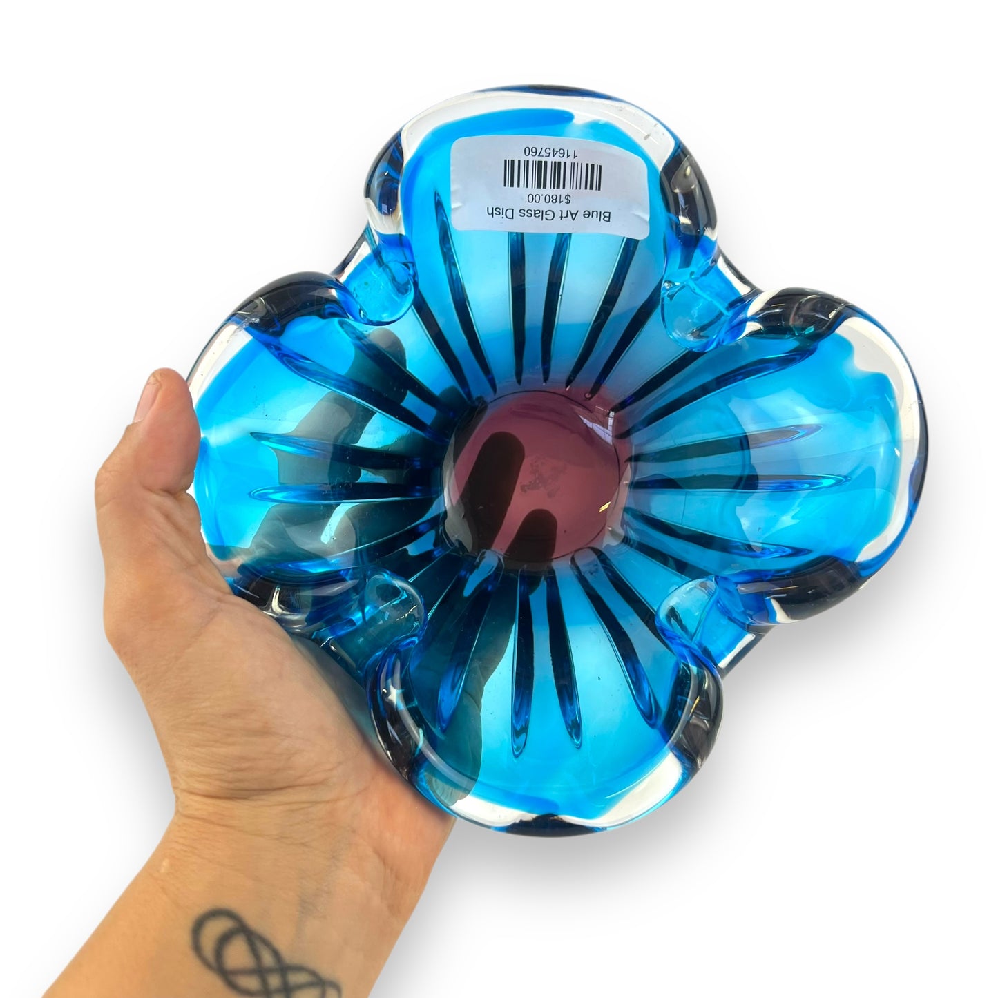 Blue Art Glass Dish