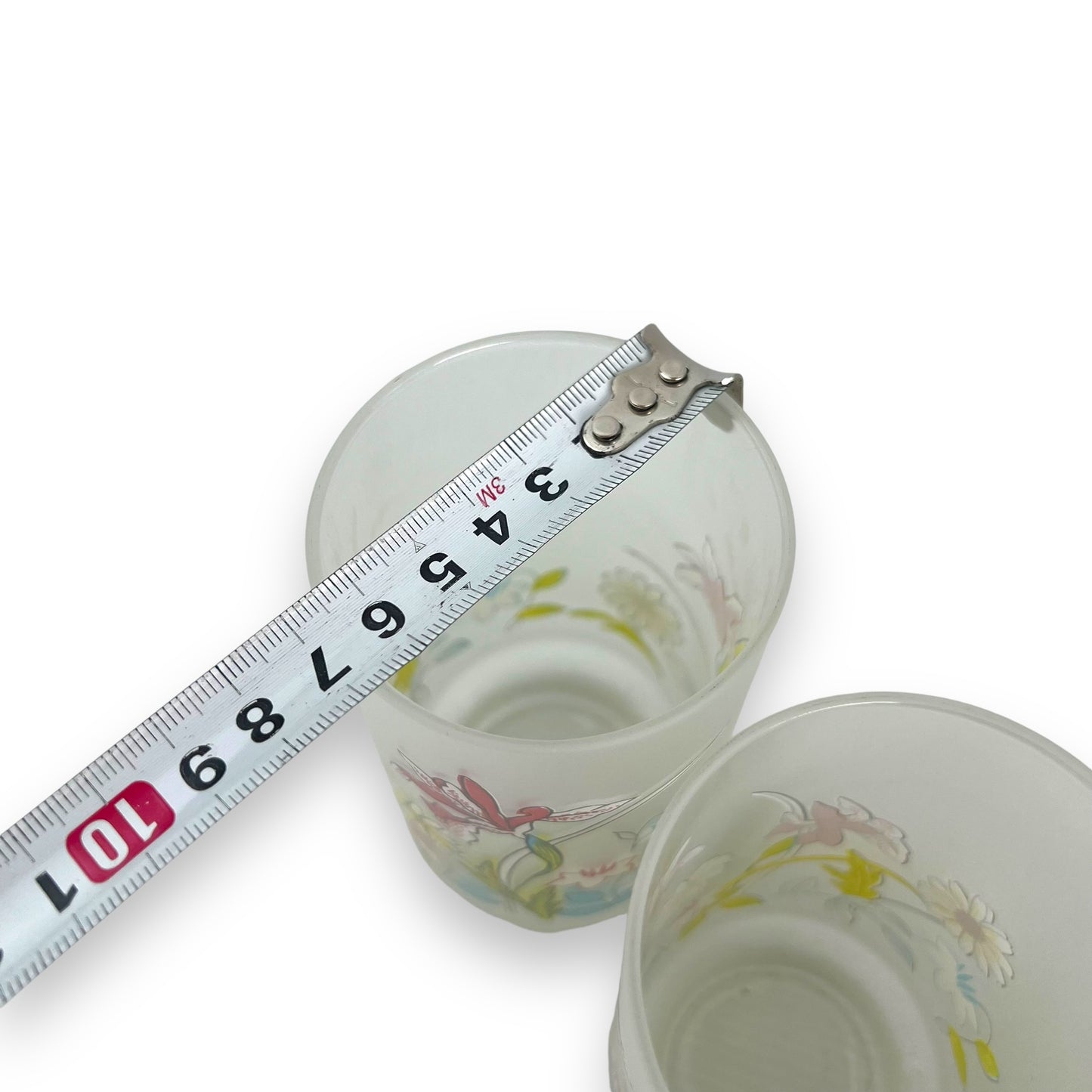 Frosted Glass Colourful flower tumbler glass set of 6