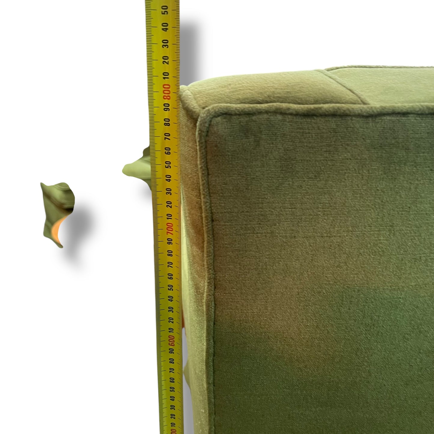 Vintage Designer Lounge Chair — Green Velvet Upholstery, Feather Cushion