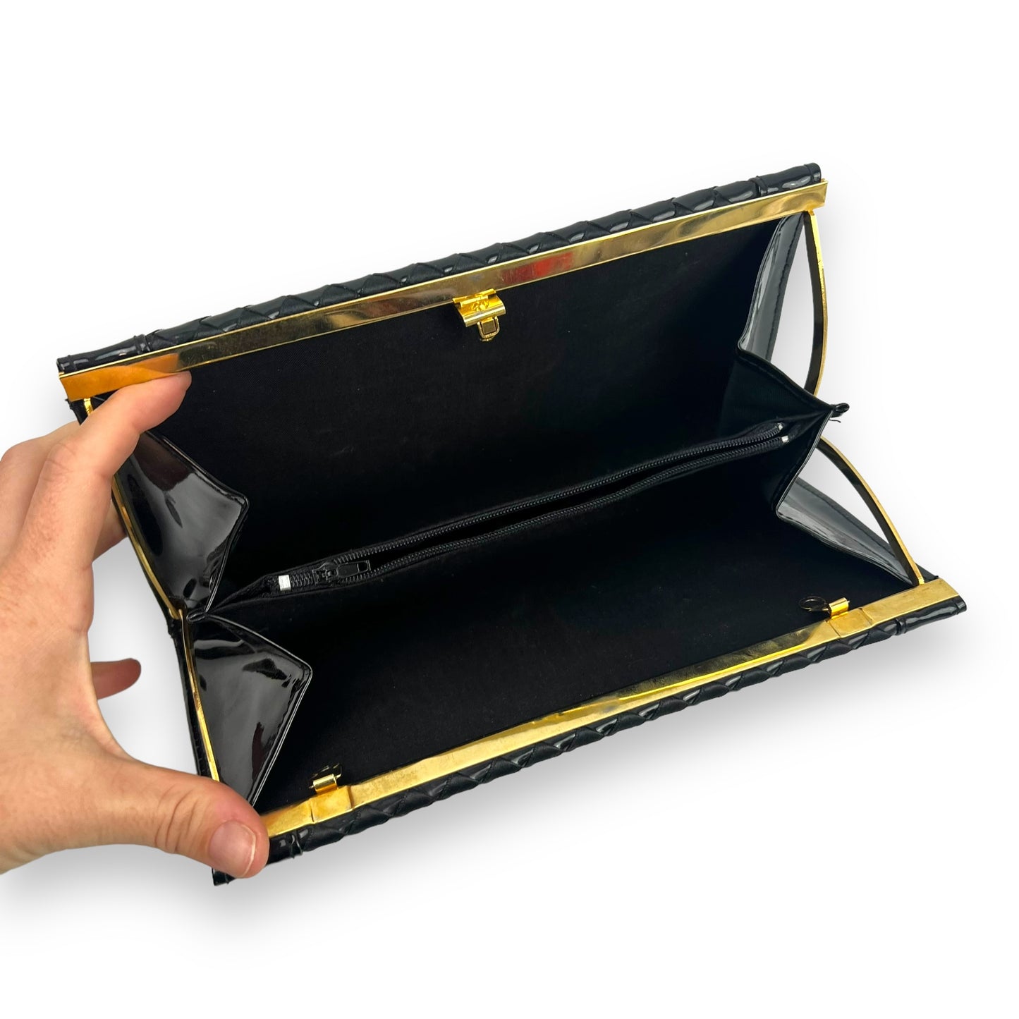 Black and Gold Vintage Purse check pattern