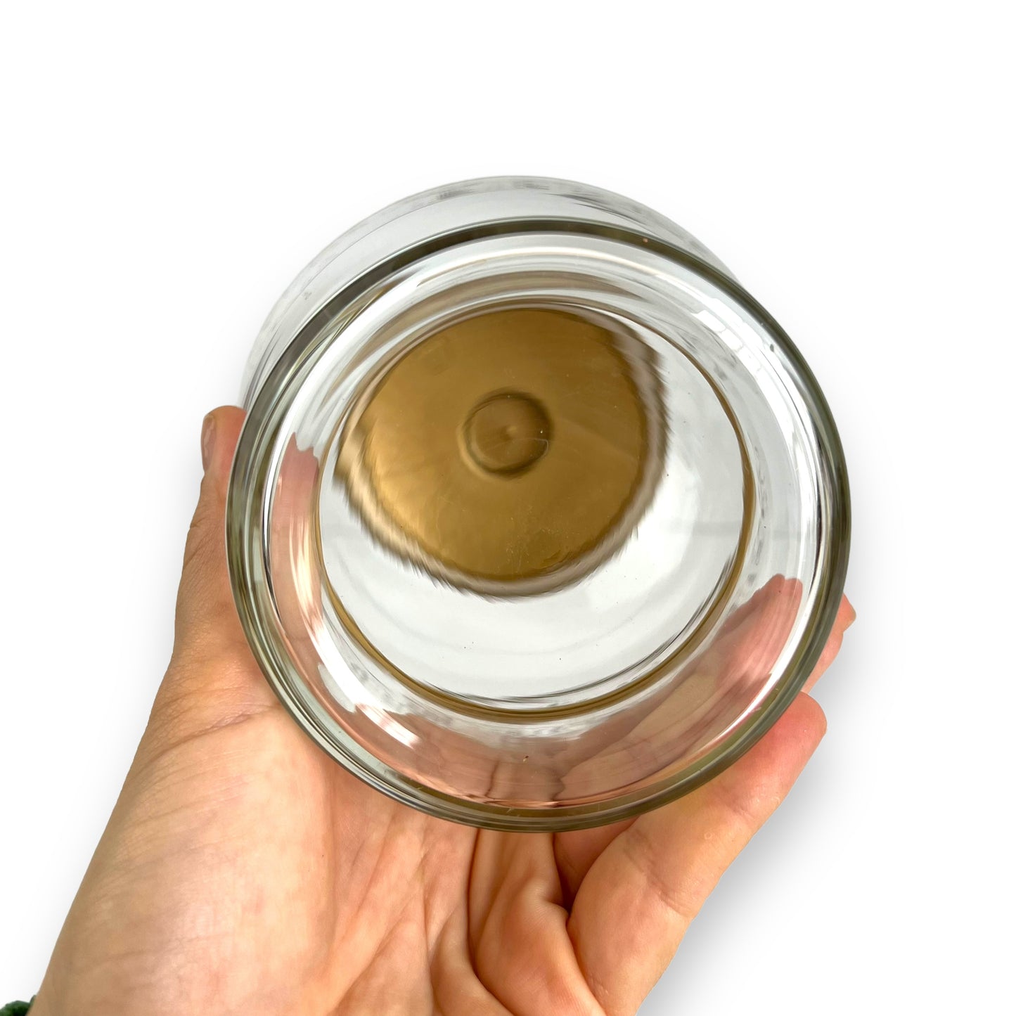 Gold decal glass jar with gold plastic lid