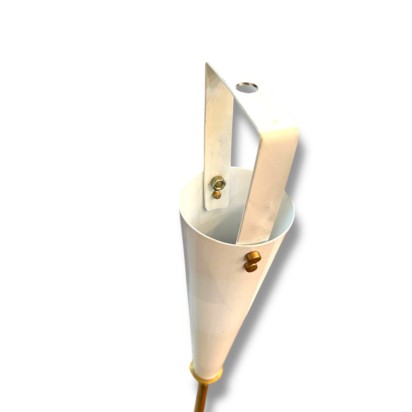 Red & White Mid Century Lamp — Brass & Marble Base, Red and White Shades (Missing Outer Reflector Shade)