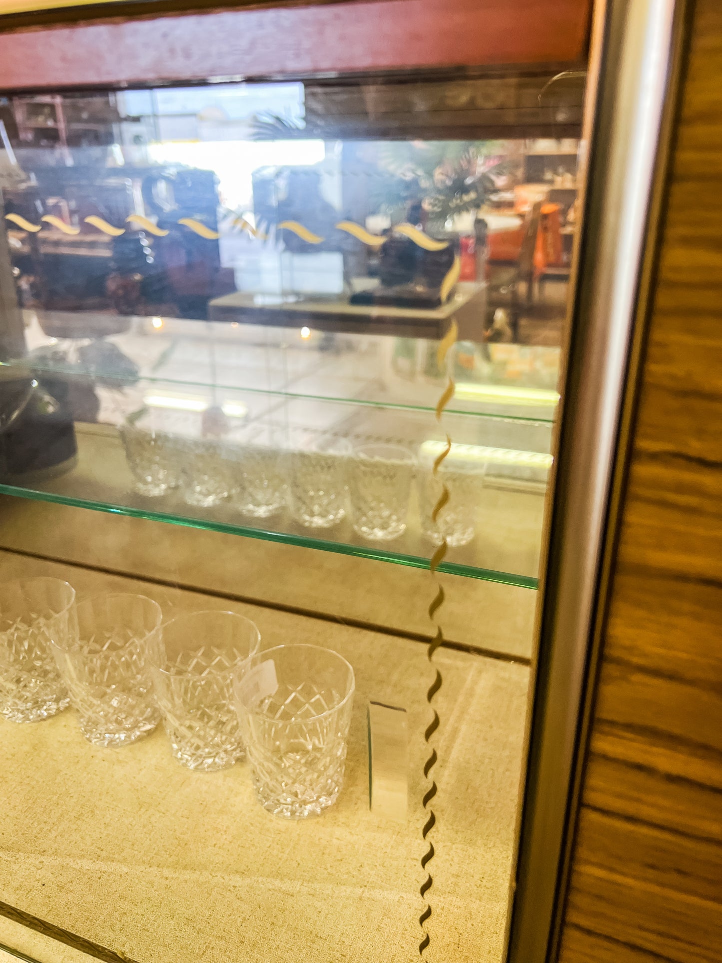 Cocktail Sideboard Cabinet with Glass Display and pull down bar section