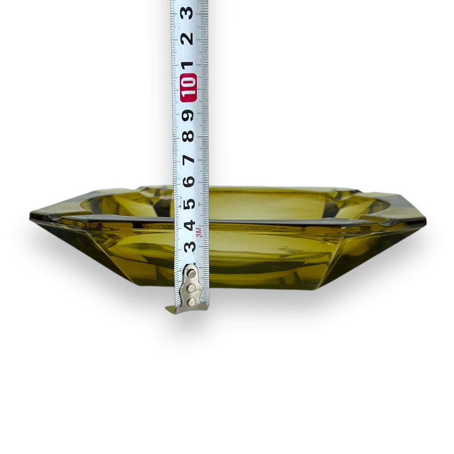 Large yellow glass square ashtray