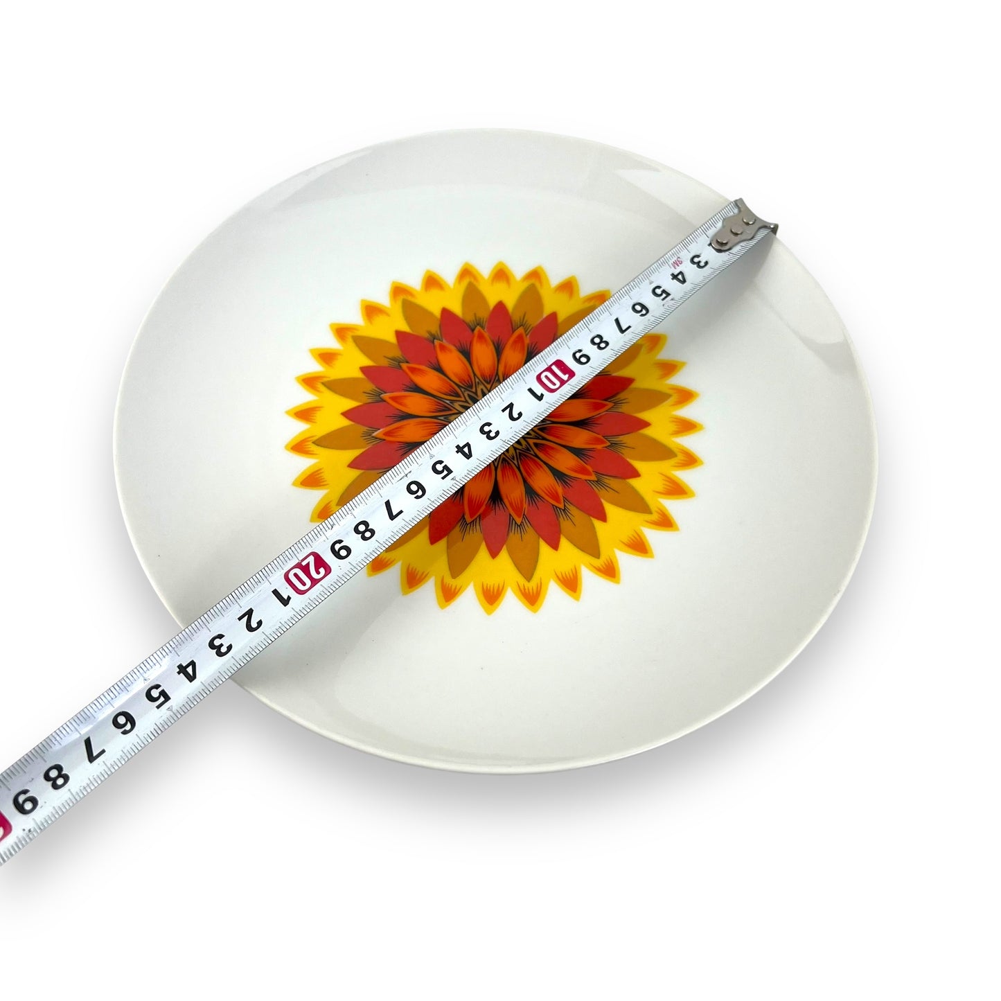 Vibrant Yellow, Red & Orange Flower Plate Set of 2