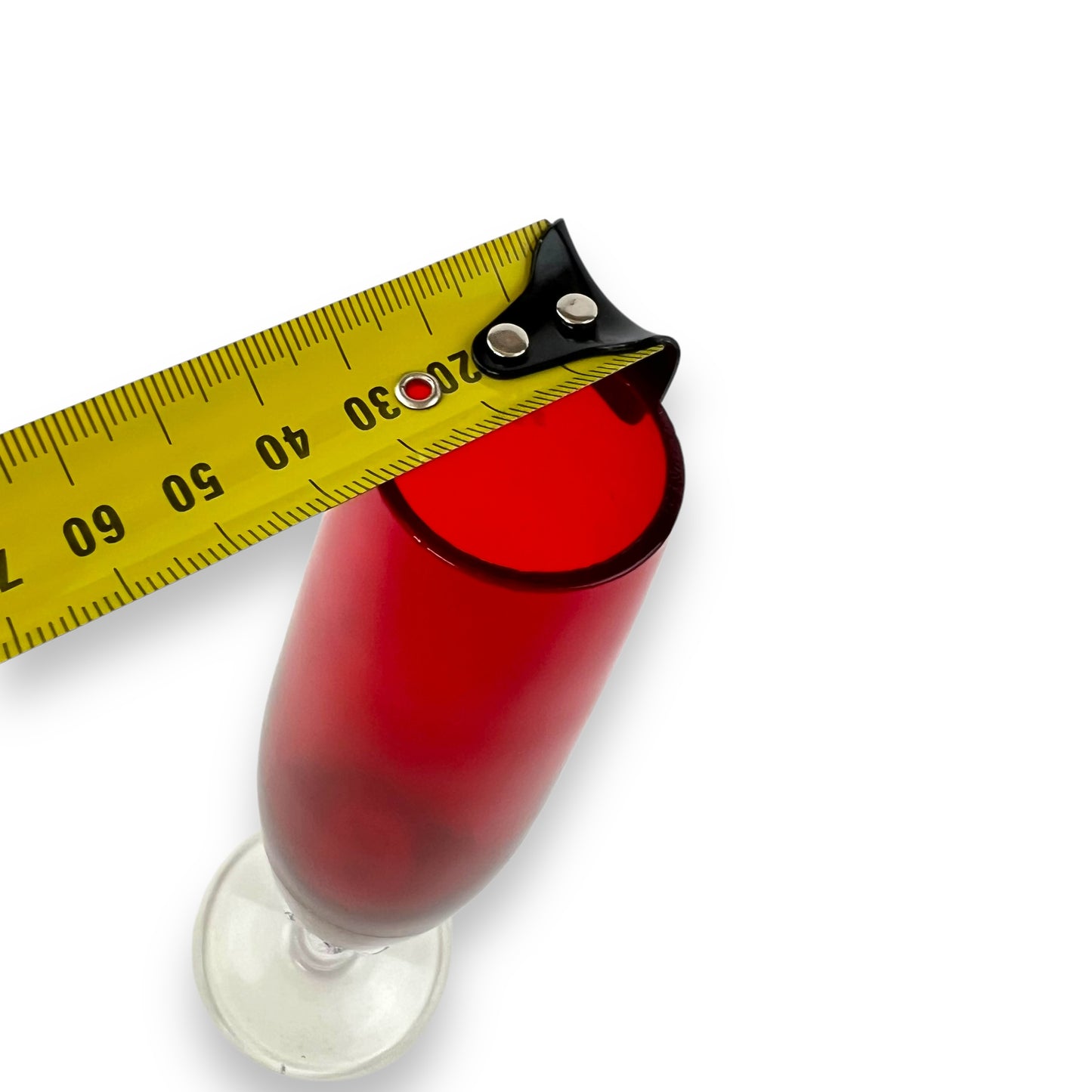 Red Art Glass Vase with Twisted Clear Stem