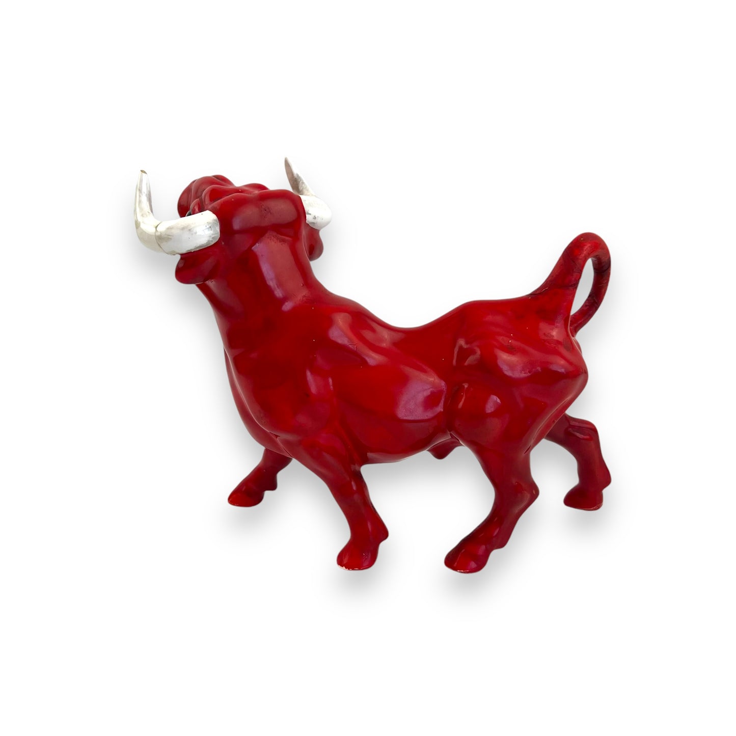 Red Ceramic Bull Figurine – Mid-Century Decorative Collectible