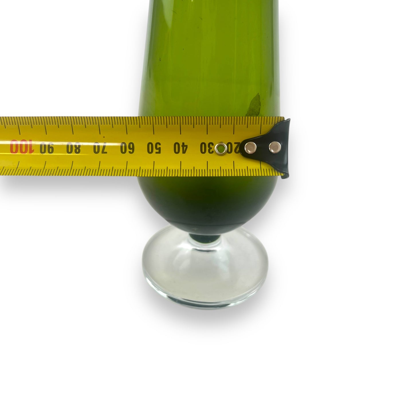 Green Empoli Art Glass Vase with Clear Base